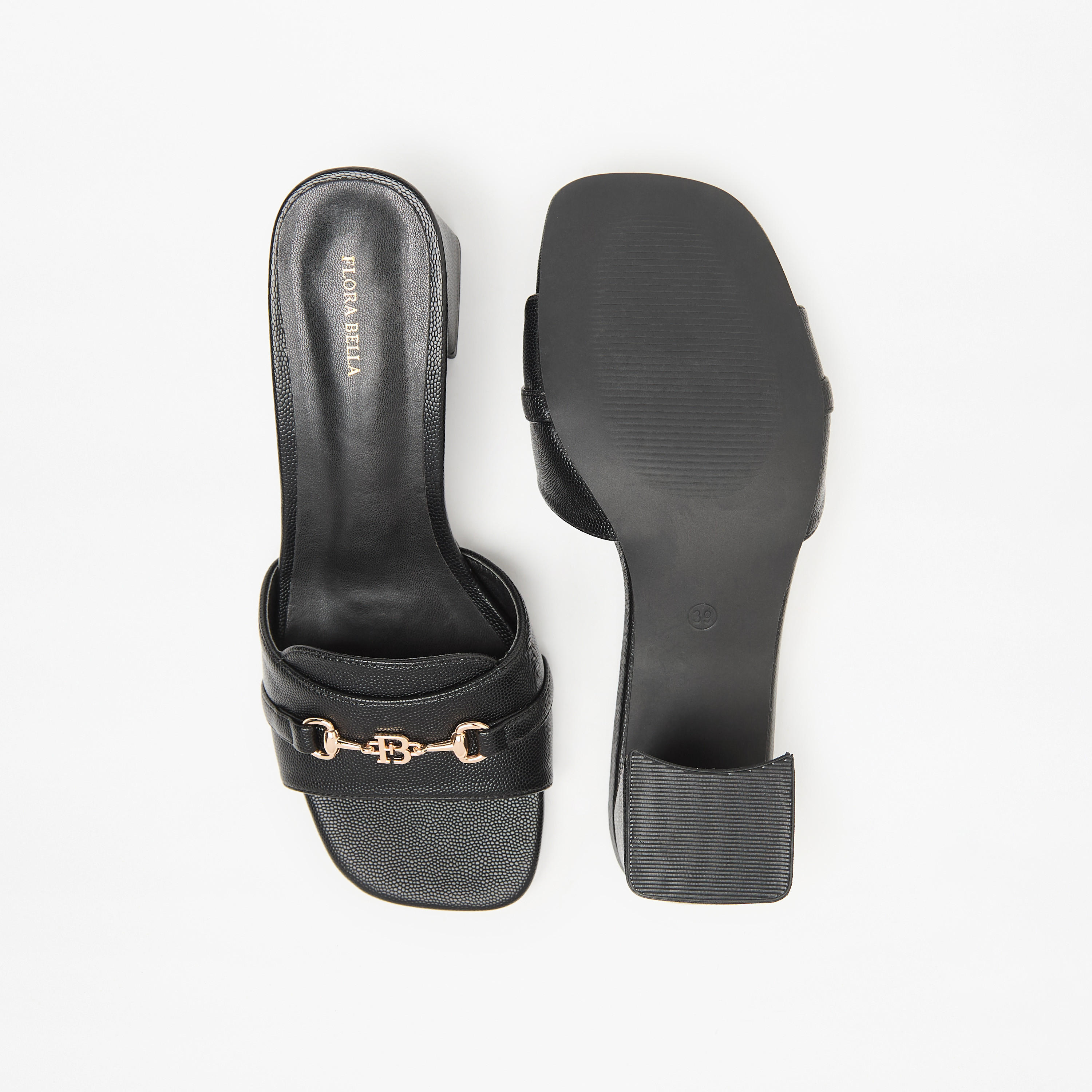 صندل سهل الارتداء بارز الملمس بكعب سميك وإبزيم مزيّن من فلورا بيلا-women-shoes-sandals-heeled-image-9