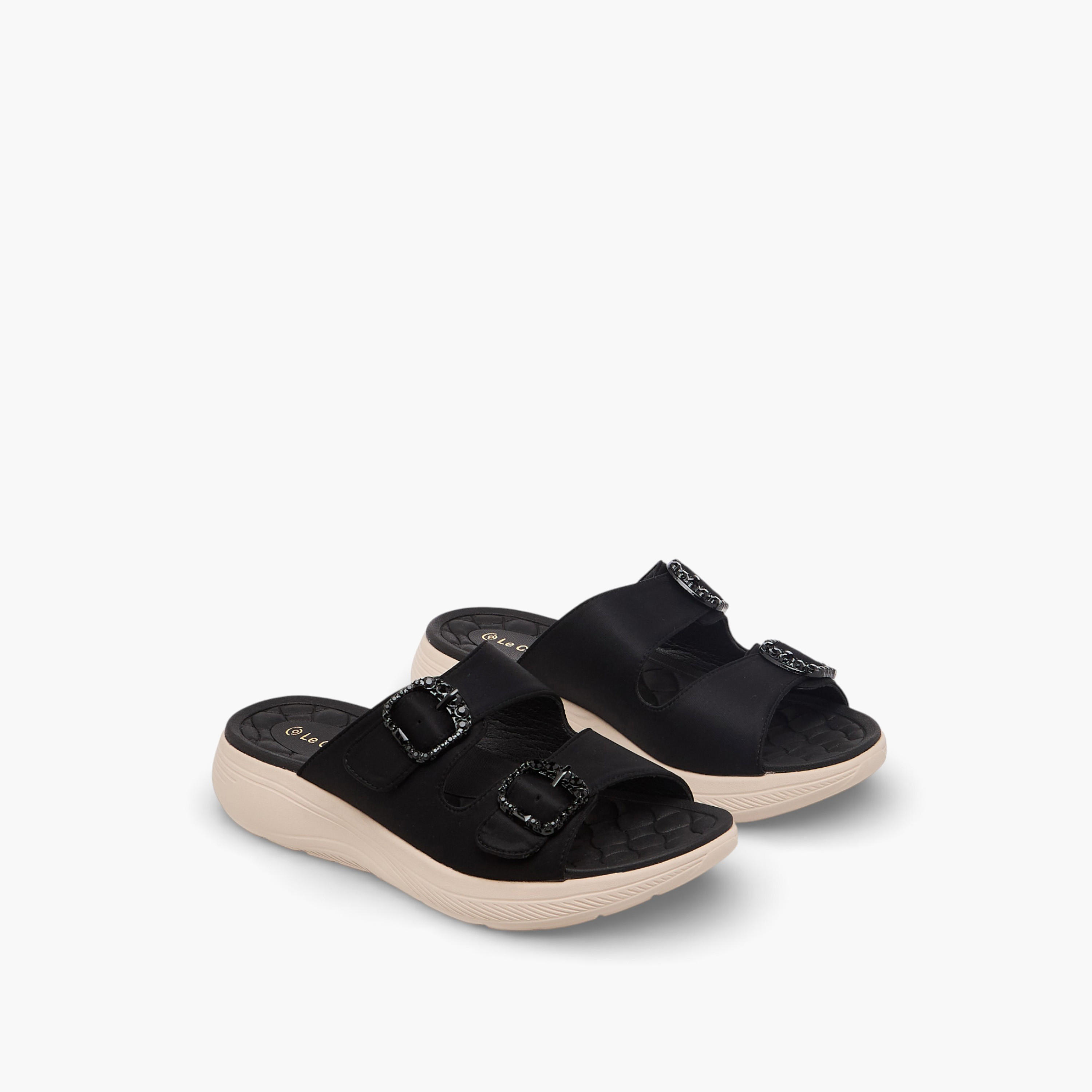 Le Confort Women Embellished Buckle Detail Comfort Slides-women-shoes-sandals-heeled-image-1