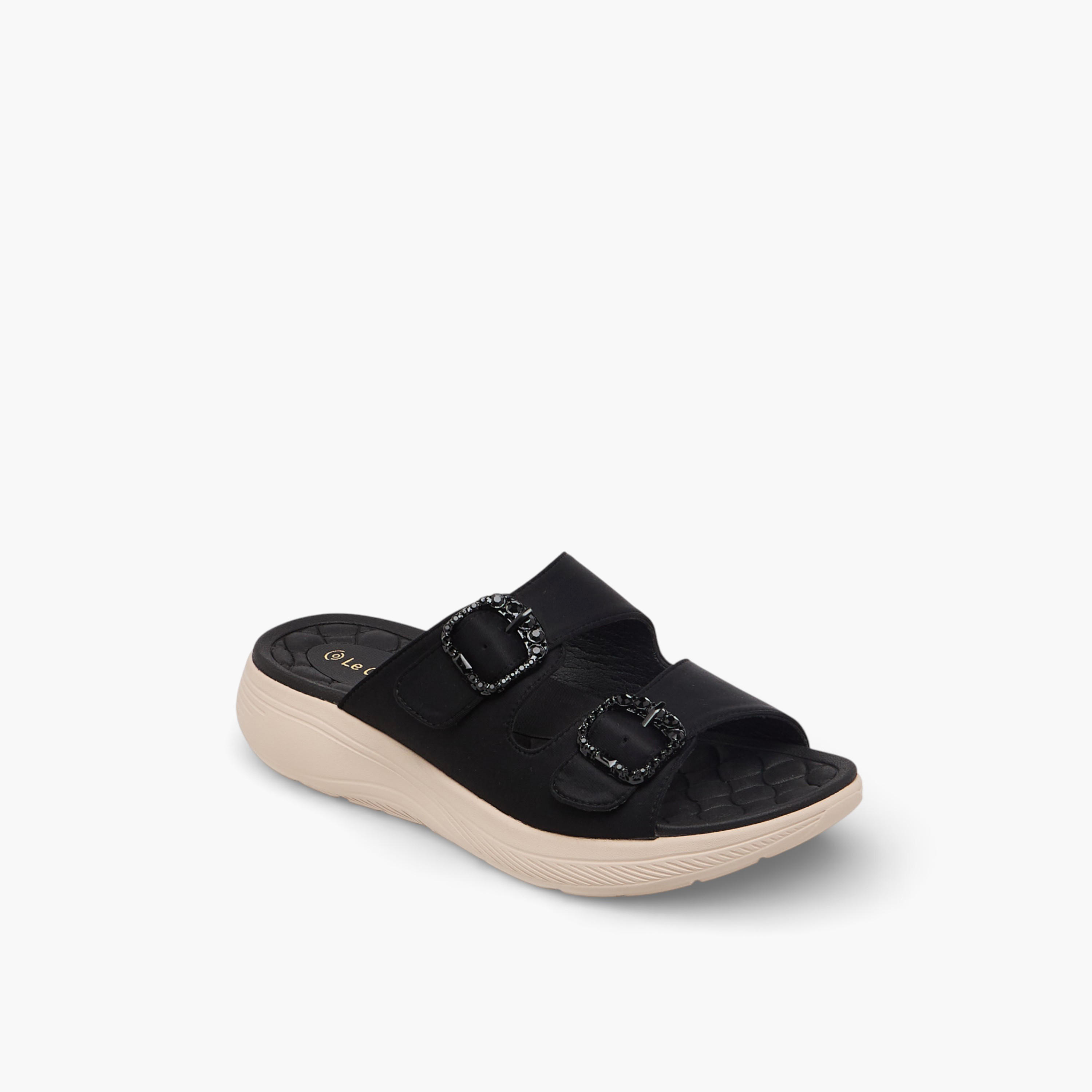 Le Confort Women Embellished Buckle Detail Comfort Slides-women-shoes-sandals-heeled-image-2