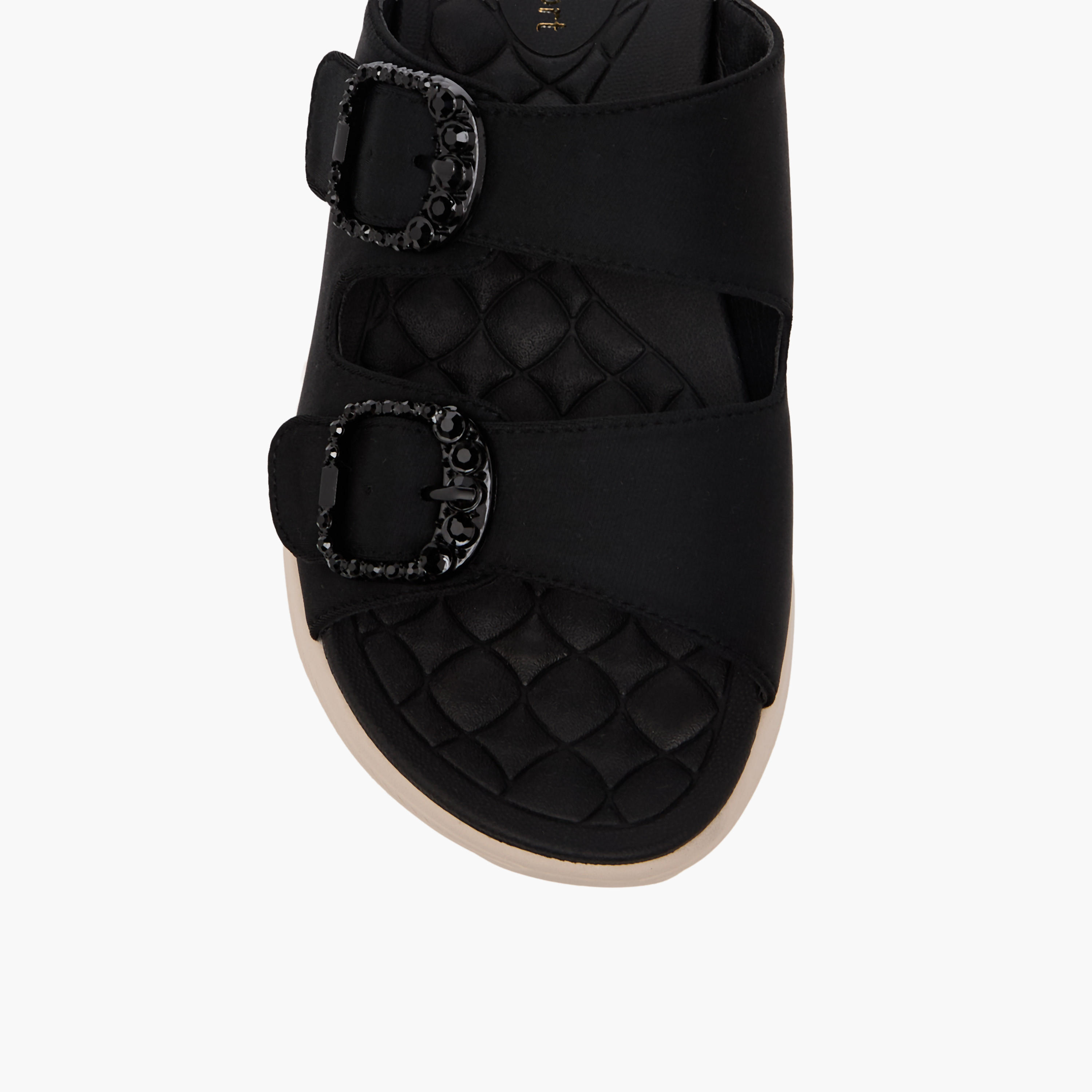 Le Confort Women Embellished Buckle Detail Comfort Slides-women-shoes-sandals-heeled-image-4