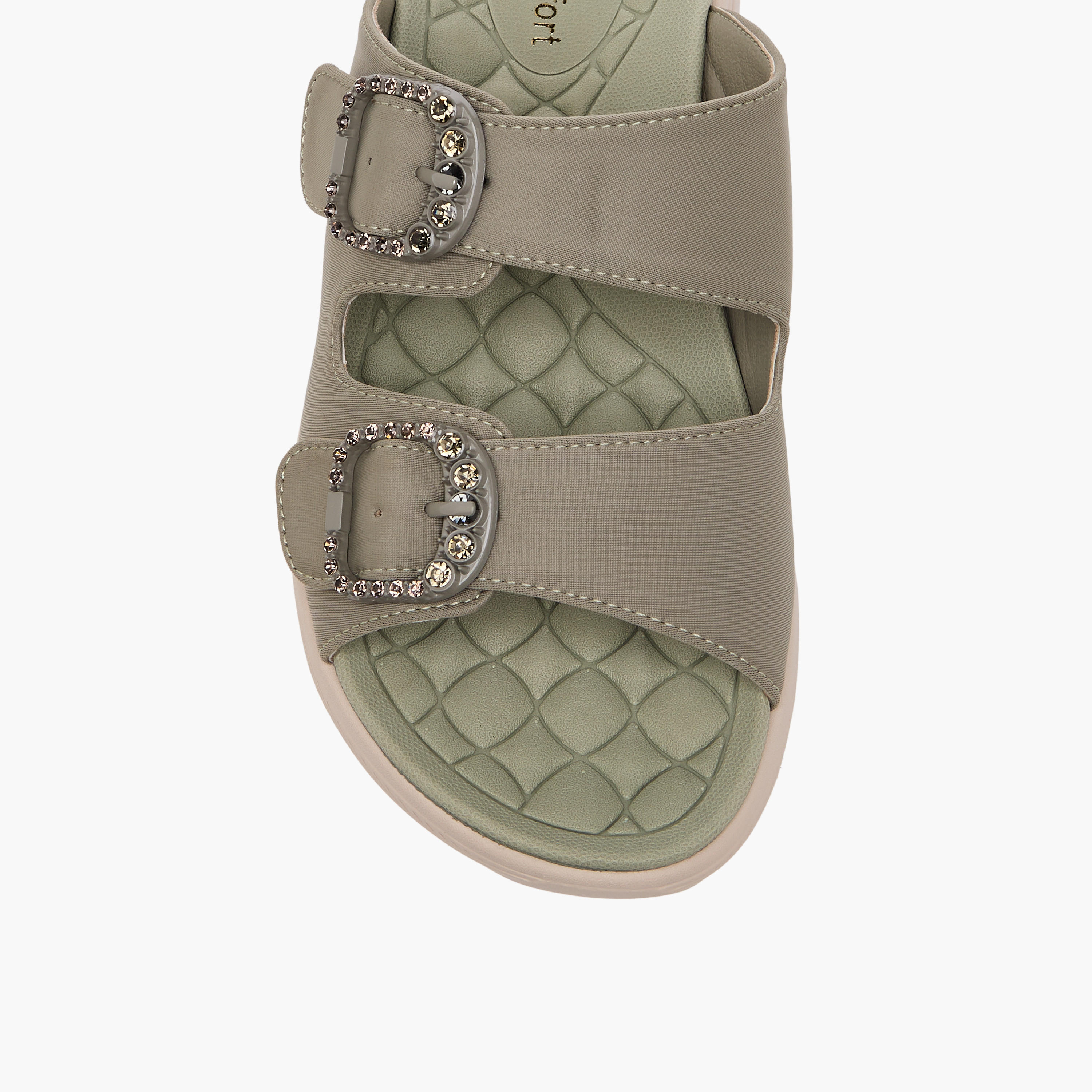 Le Confort Women Embellished Buckle Detail Comfort Slides-women-shoes-sandals-heeled-image-4