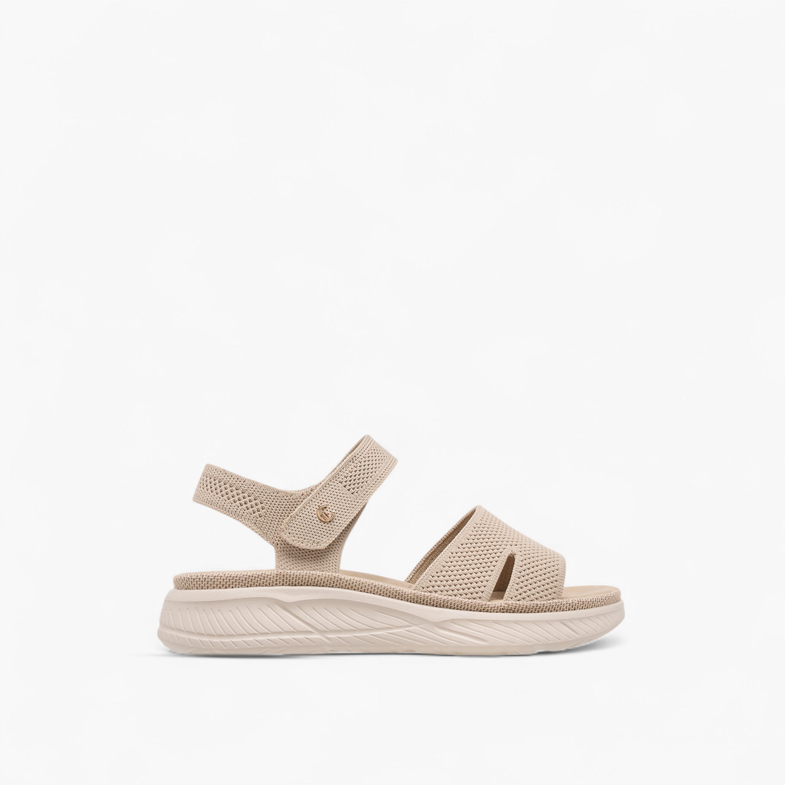 Le Confort Textured Open Toe Sandals with Hook and Loop Closure-women-shoes-sandals-heeled-image-2