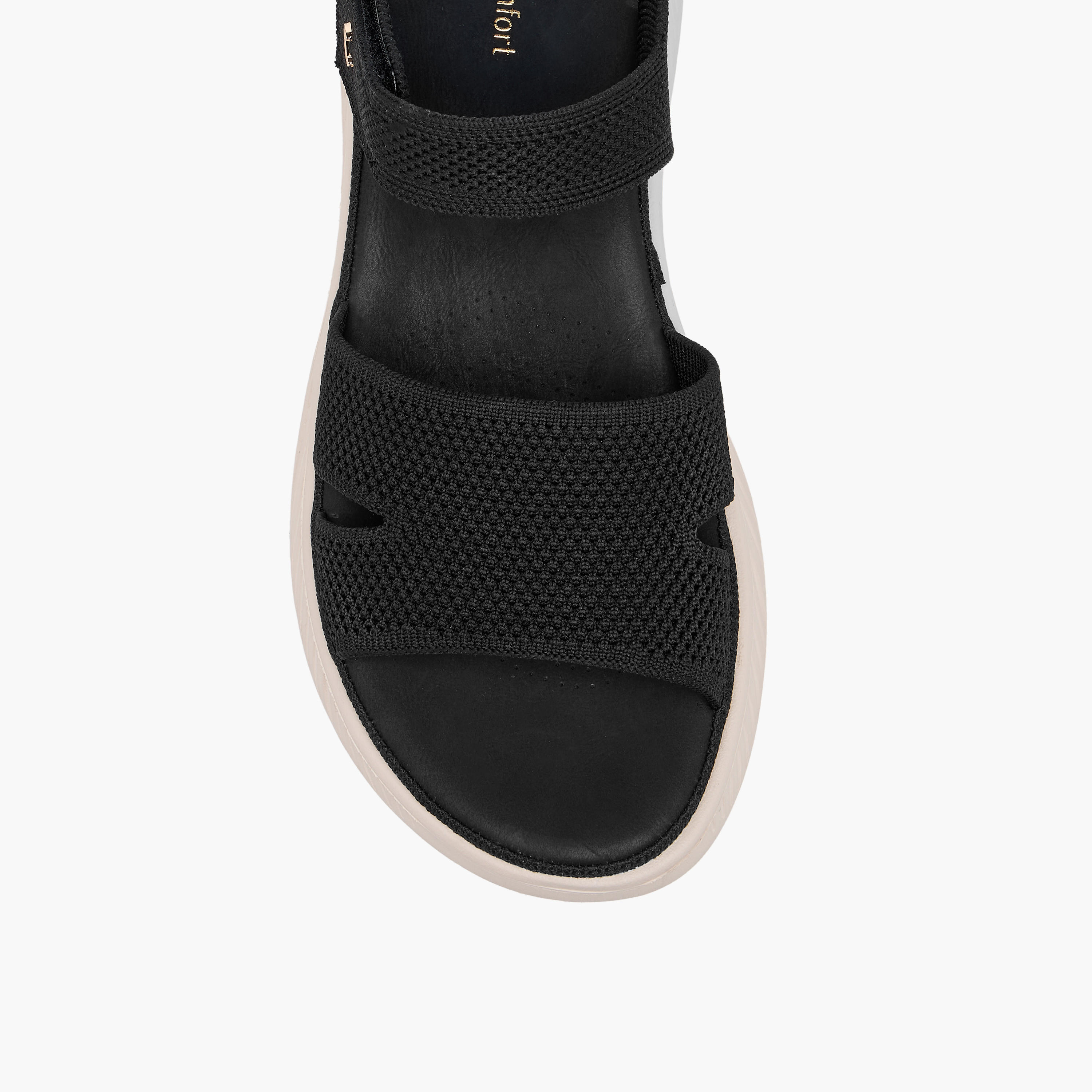 Le Confort Textured Open Toe Sandals with Hook and Loop Closure-women-shoes-sandals-heeled-image-3