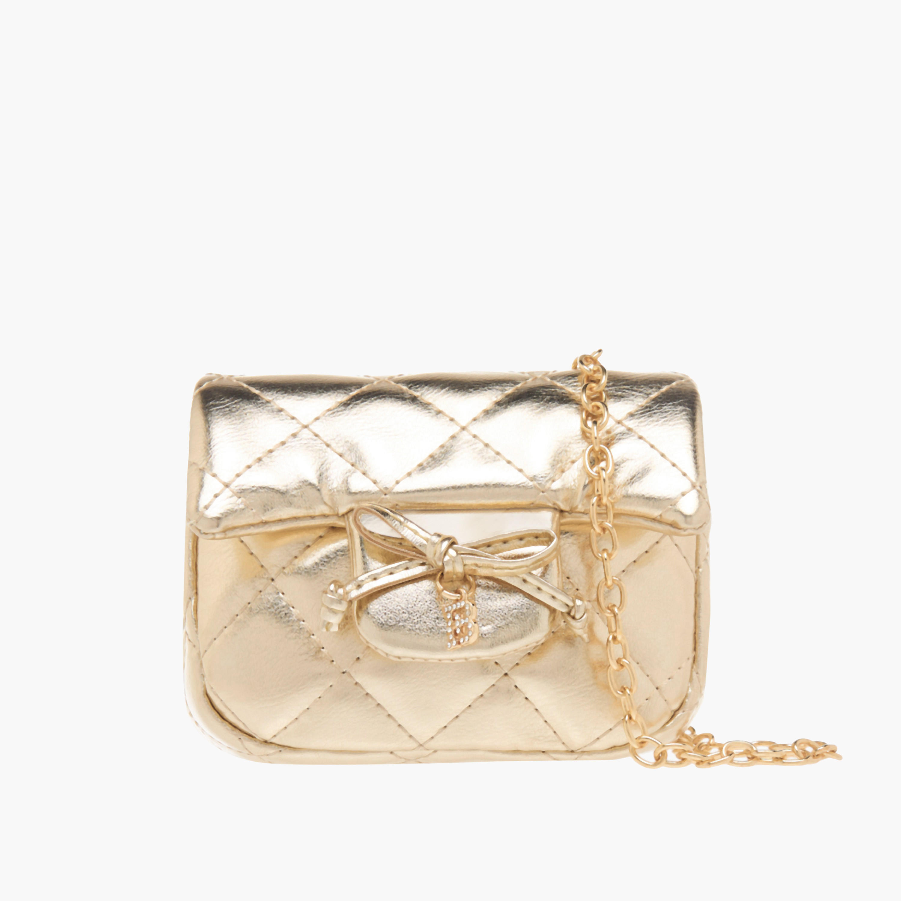 Flora Bella Quilted Crossbody Bag with Button Closure and Chain Strap-girls-accessories-bags-image-1