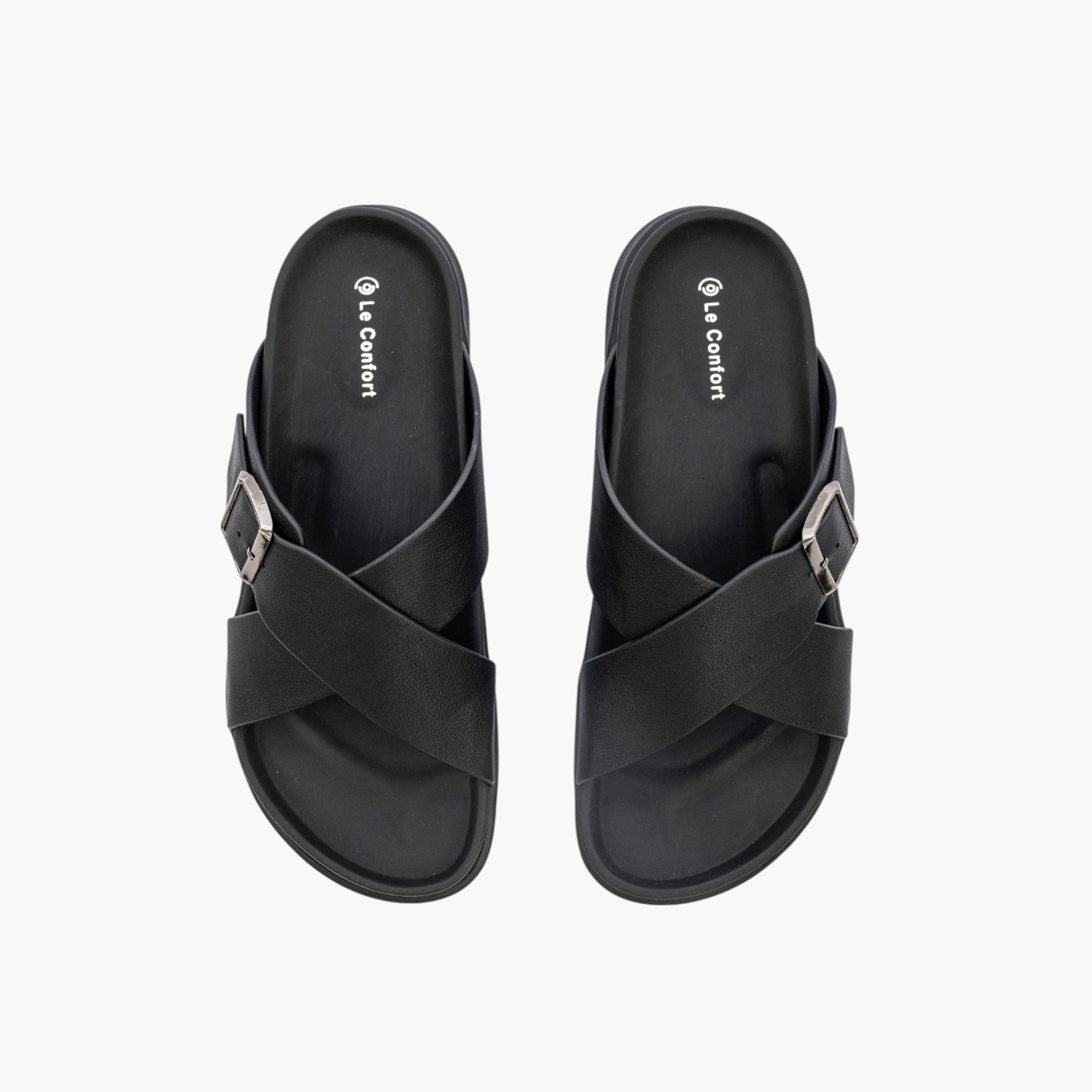 Le Confort Buckle Accent Cross-Strap Slip-On Sandals-men-shoes-sandals-image-1