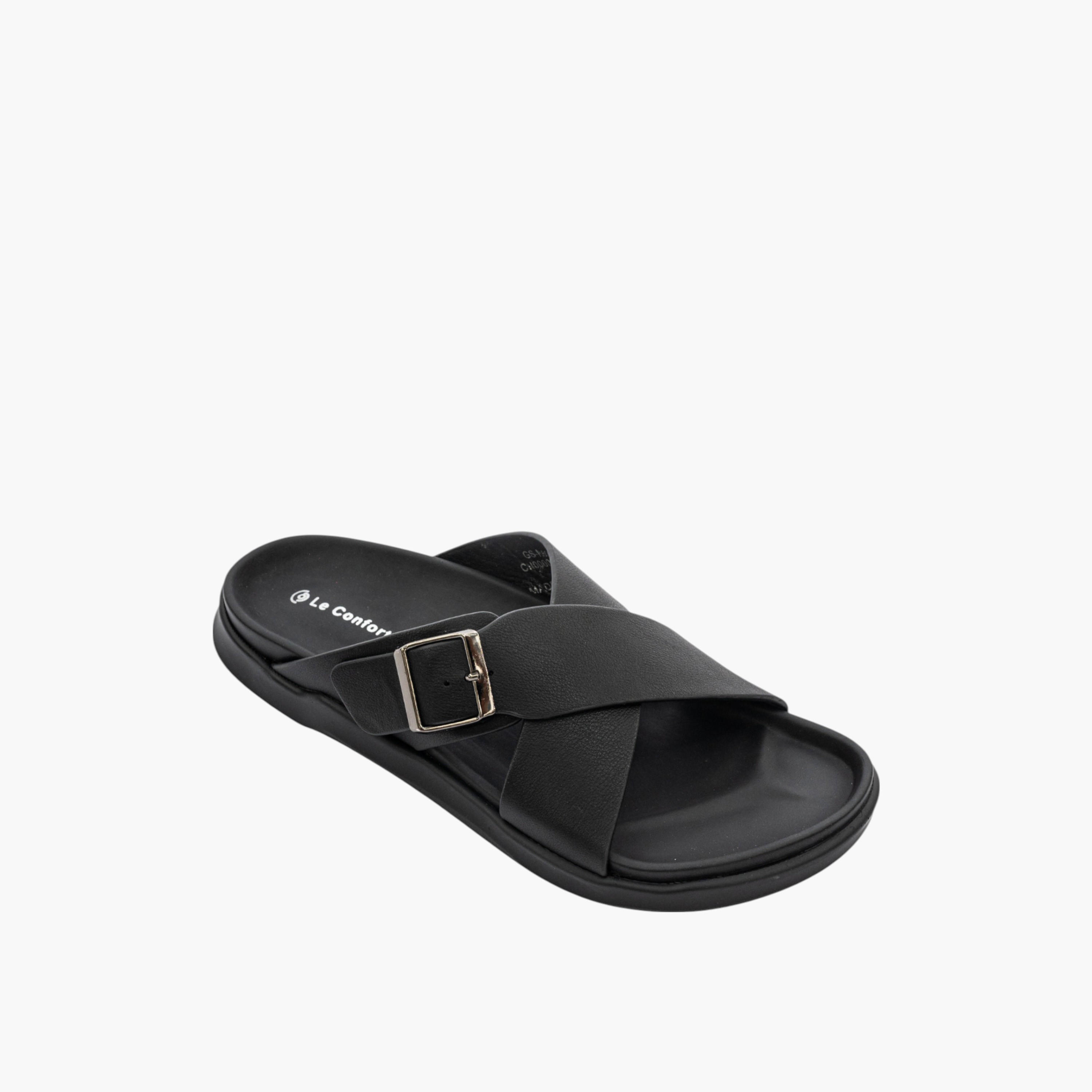 Le Confort Buckle Accent Cross-Strap Slip-On Sandals-men-shoes-sandals-image-2