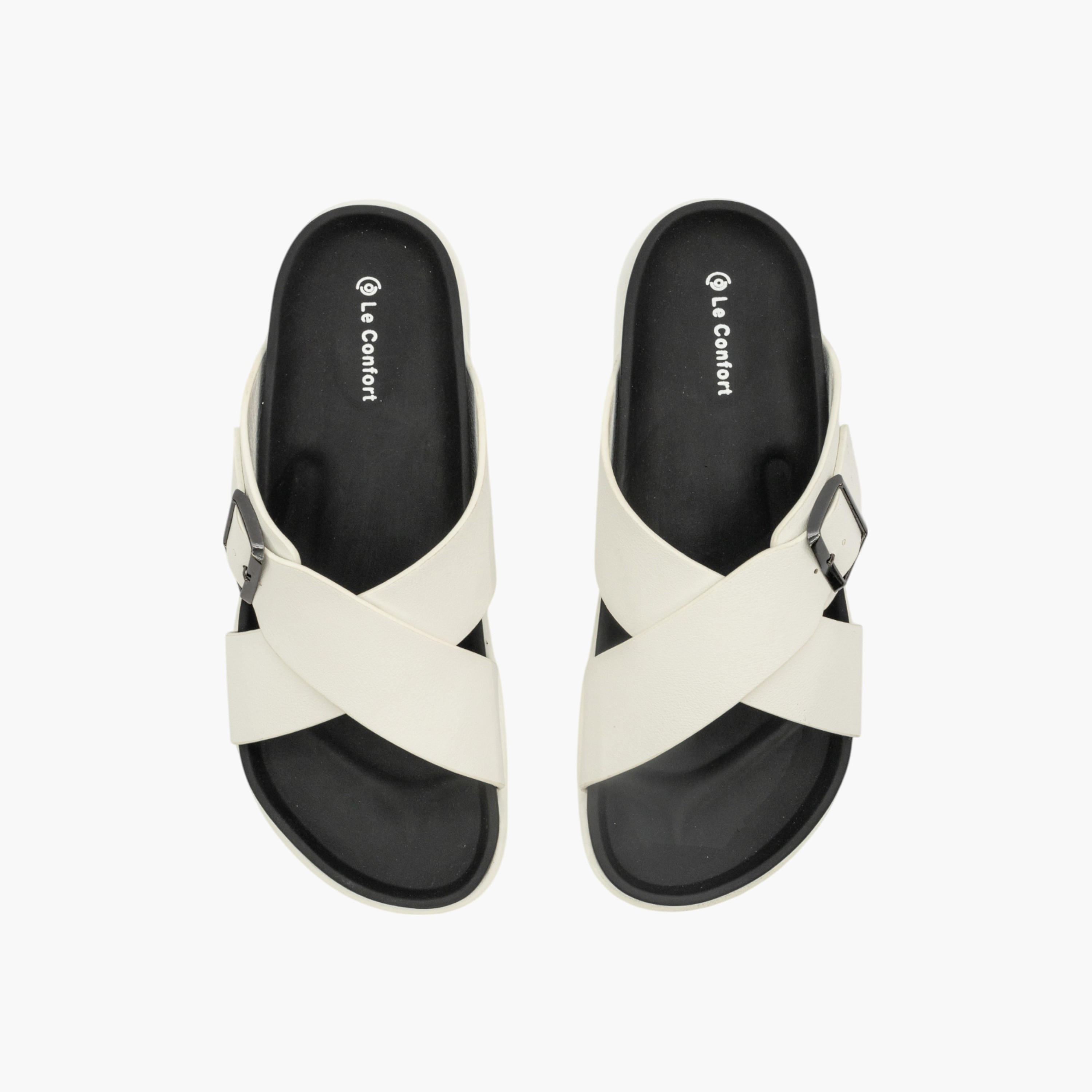 Le Confort Buckle Accent Cross-Strap Slip-On Sandals-men-shoes-sandals-image-1