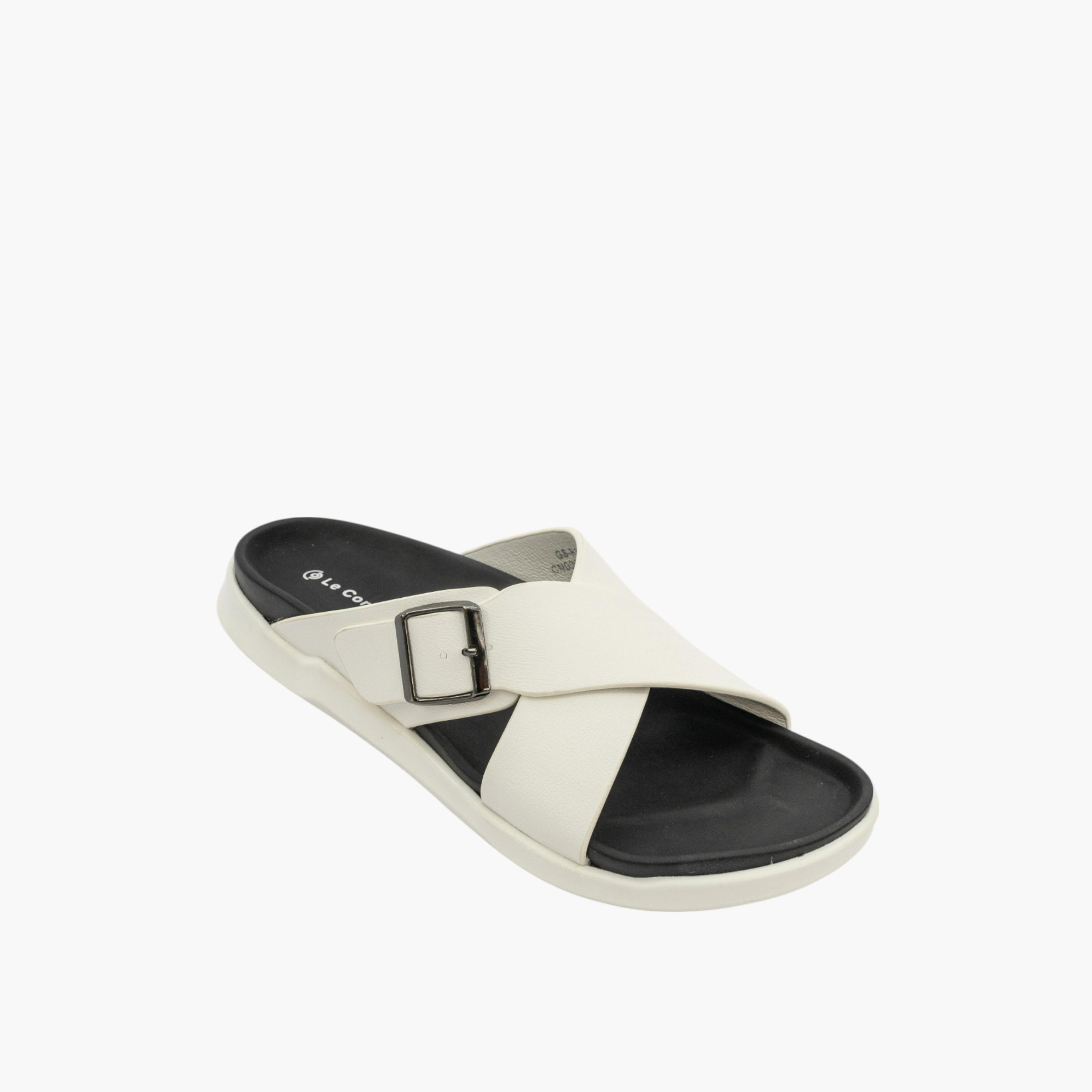 Le Confort Buckle Accent Cross-Strap Slip-On Sandals-men-shoes-sandals-image-2