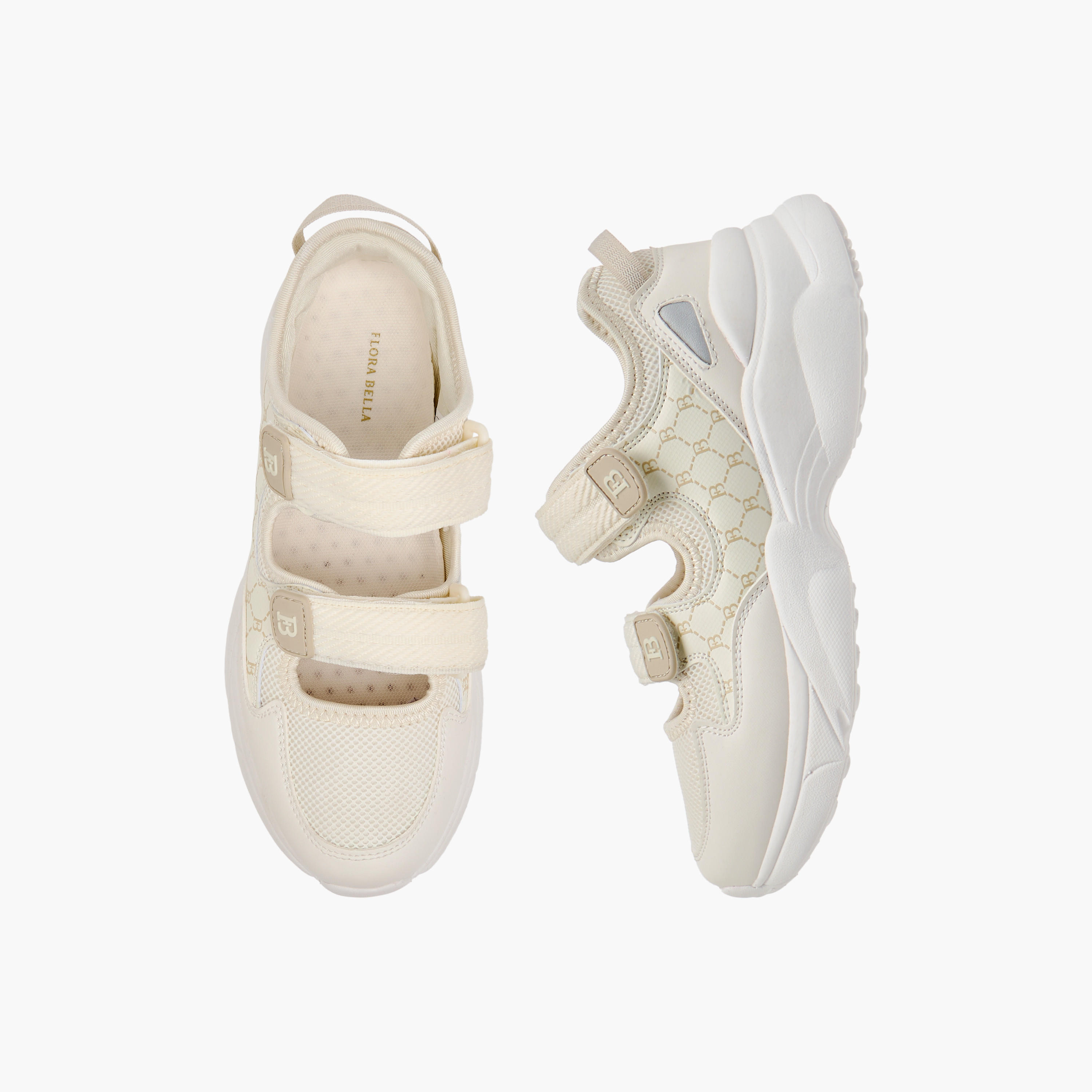 حذاء سنيكرز بشريط إغلاق لاصق وطبعات مونوجرام من فلورا بيلا-women-shoes-sneakers-image-1
