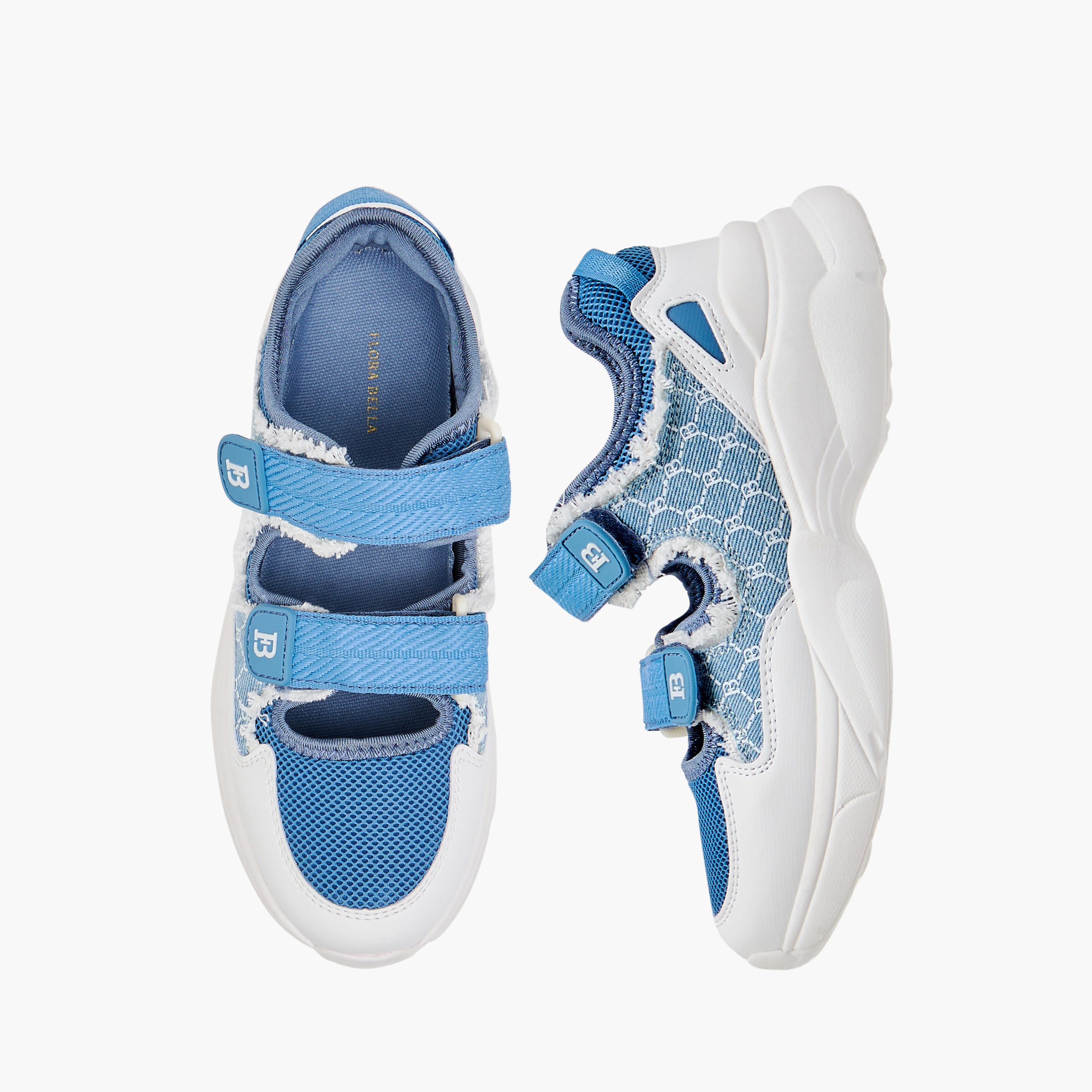 Flora Bella Monogram Print Sneakers with Hook and Loop Closure-women-shoes-sneakers-image-1