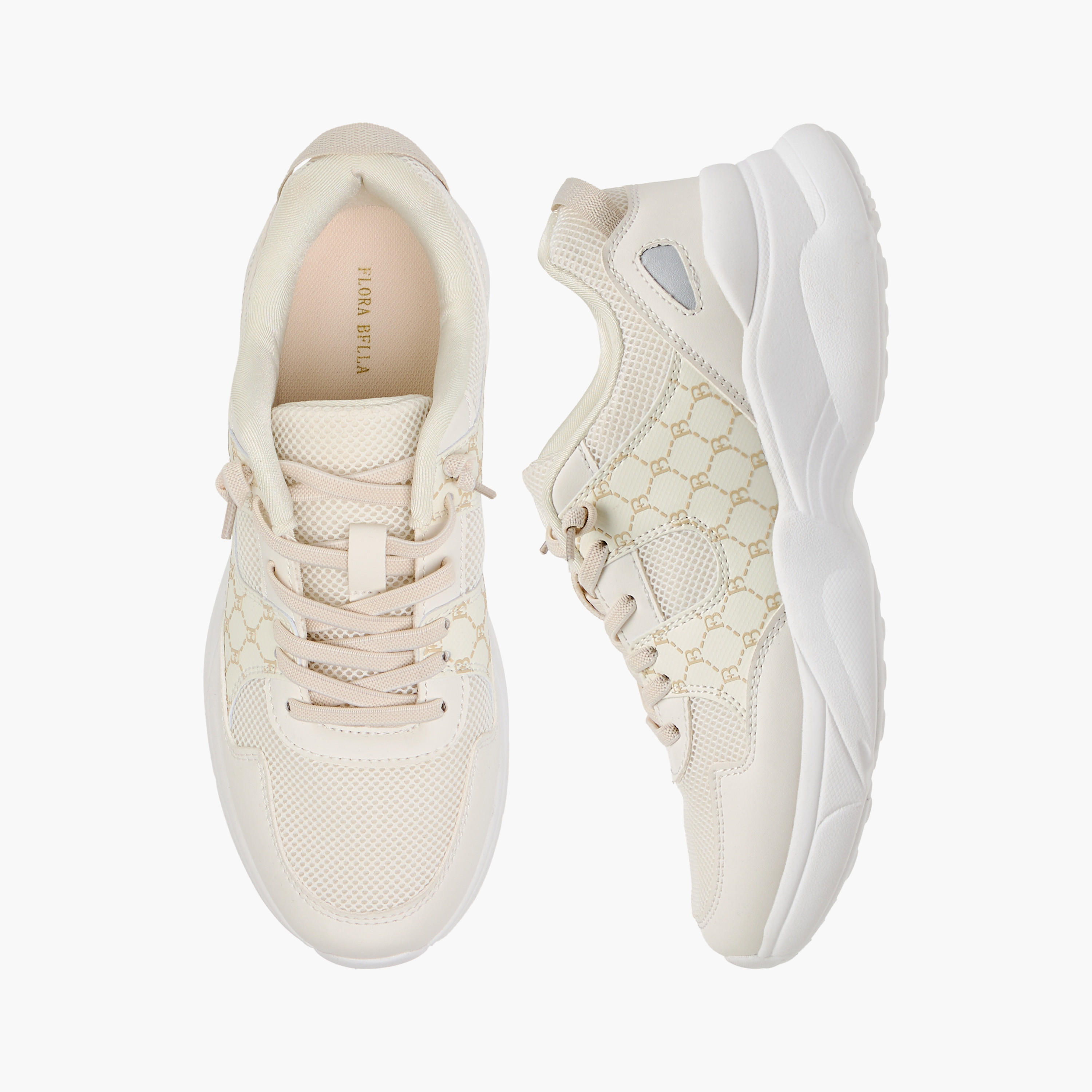Flora Bella Monogram Print Ankle Sneakers with Lace-Up Closure-women-shoes-sneakers-image-1