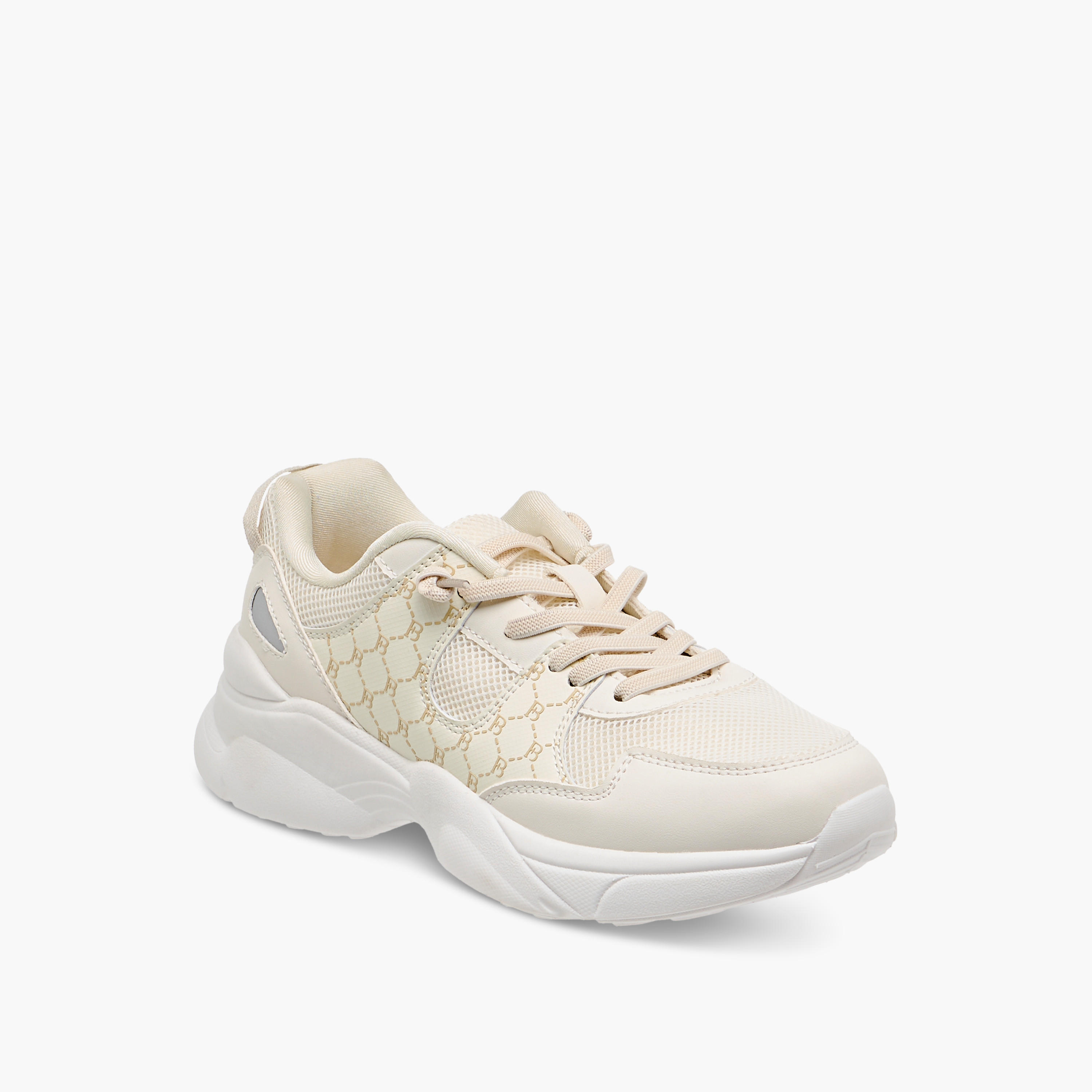 Flora Bella Monogram Print Ankle Sneakers with Lace-Up Closure-women-shoes-sneakers-image-2