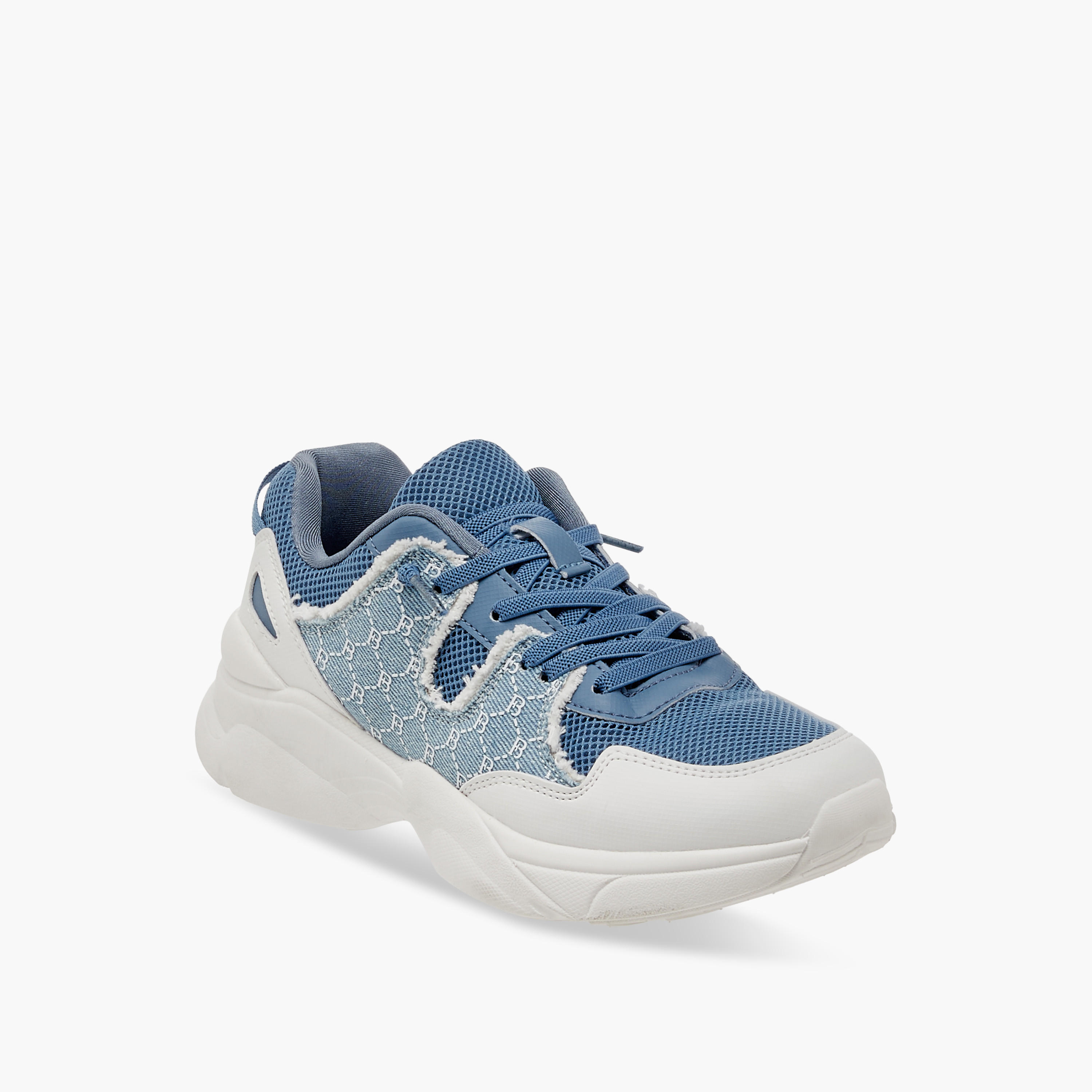 Flora Bella Monogram Print Ankle Sneakers with Lace-Up Closure-women-shoes-sneakers-image-2