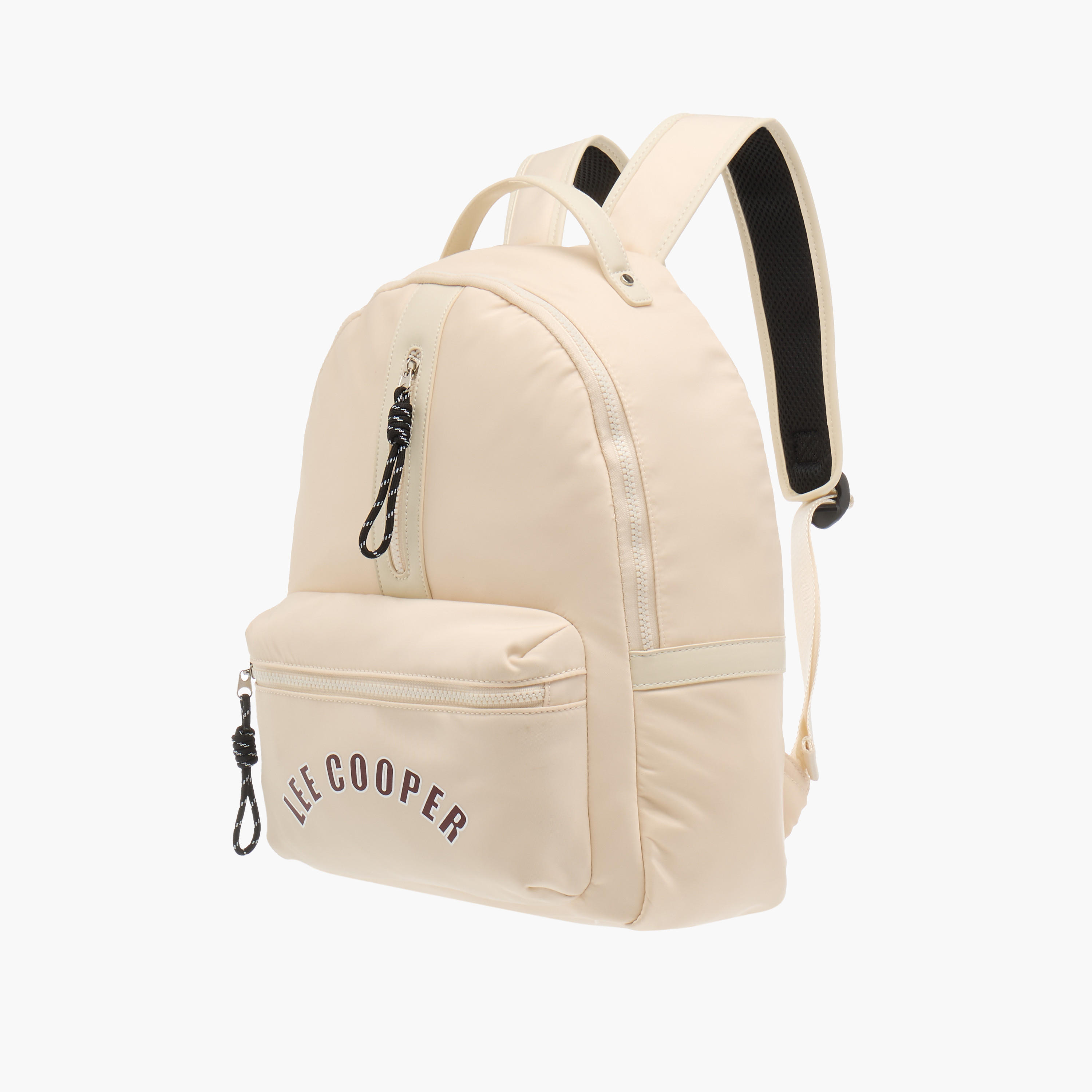 Lee Cooper Logo Print Backpack with Adjustable Straps and Handle-men-bags-image-2
