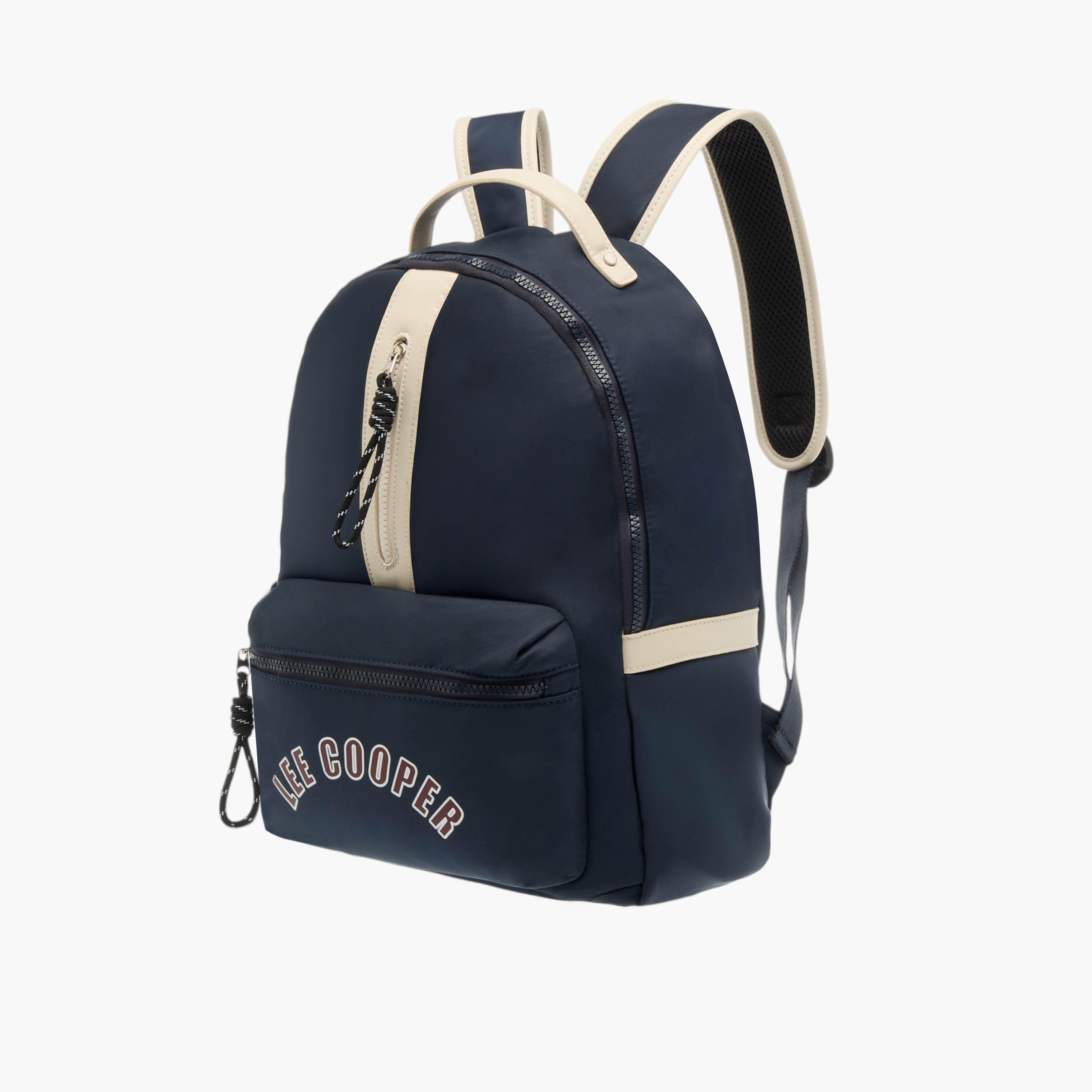 Lee Cooper Logo Print Backpack with Adjustable Straps and Handle-men-bags-image-2