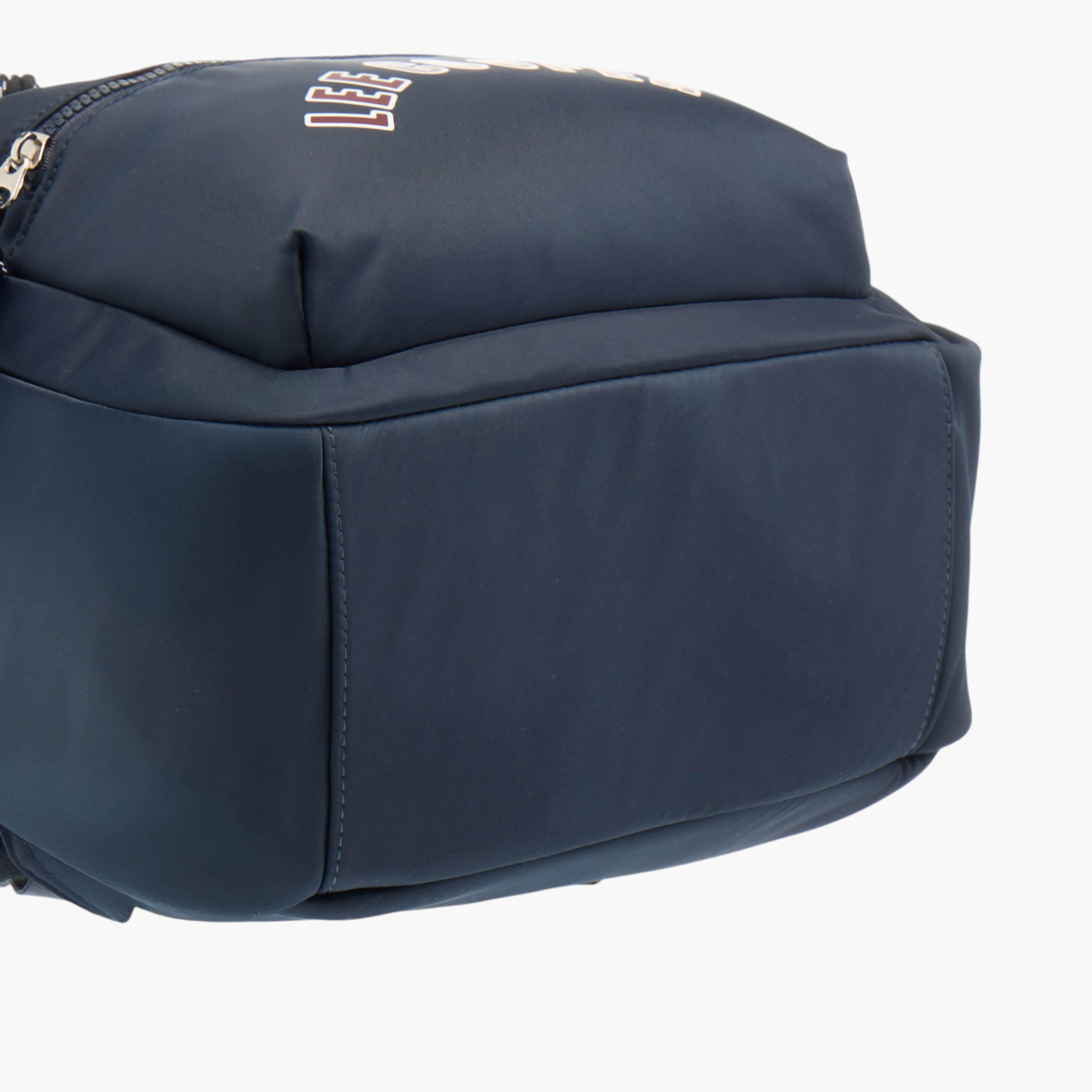 Lee Cooper Logo Print Backpack with Adjustable Straps and Handle-men-bags-image-5
