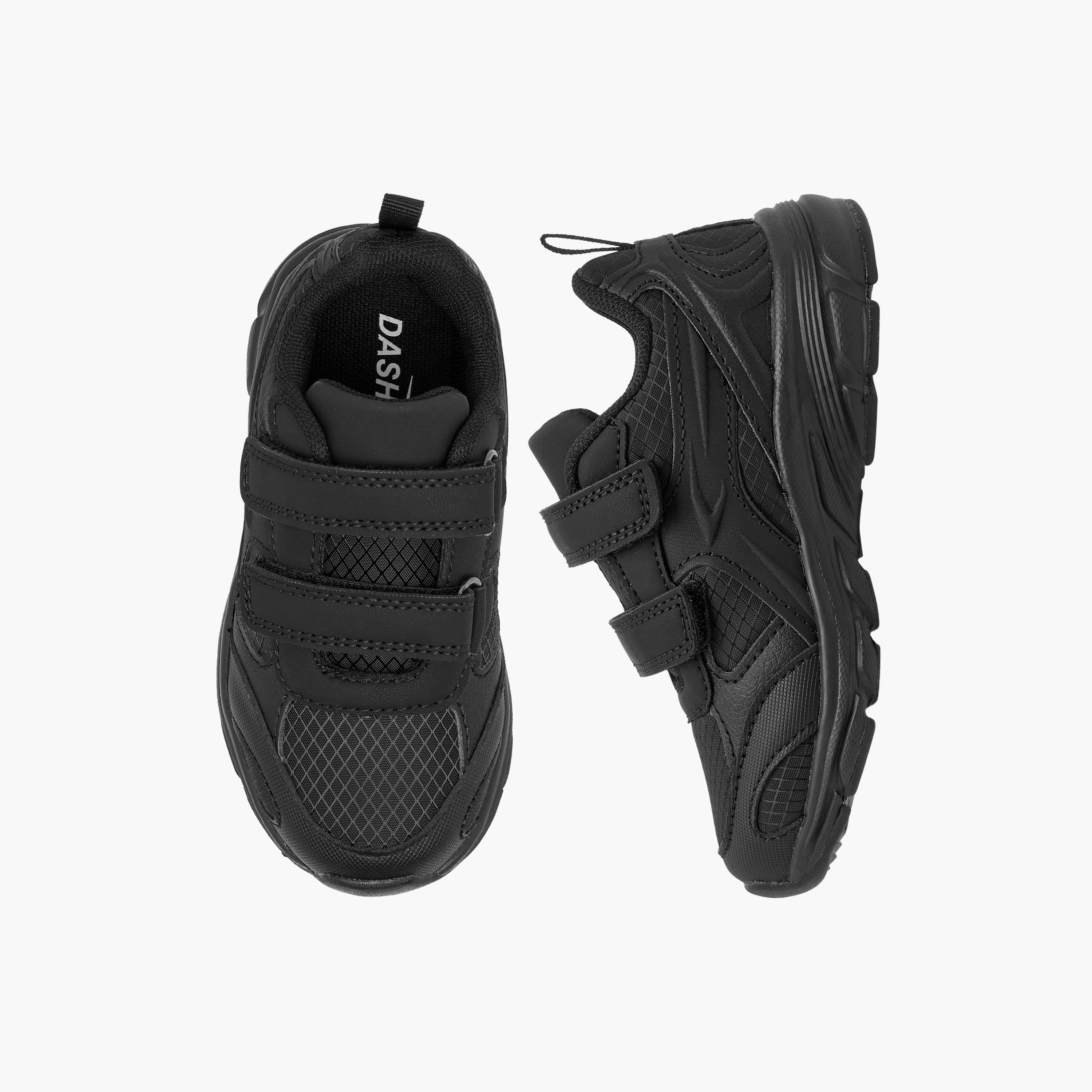 Dash Panelled School Shoes with Hook and Loop Closure-girls-shoes-schoolshoes-image-1