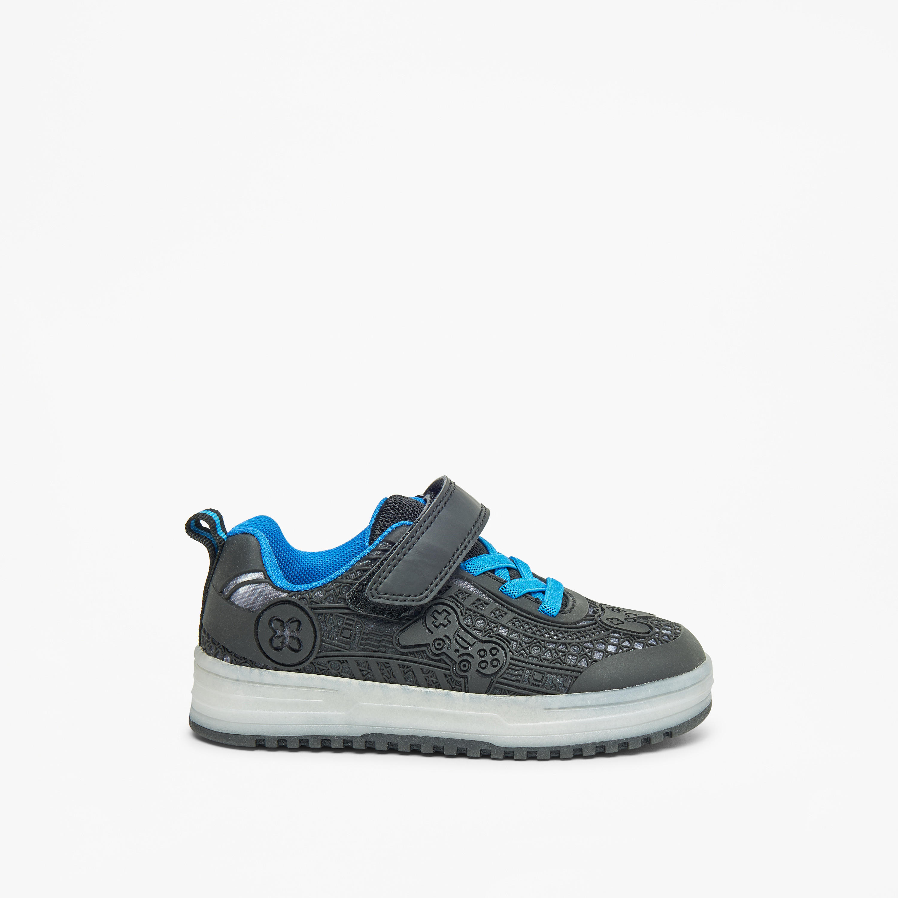 Juniors Textured Sneakers with Hook and Loop Closure-boys-shoes-sneakers-image-3