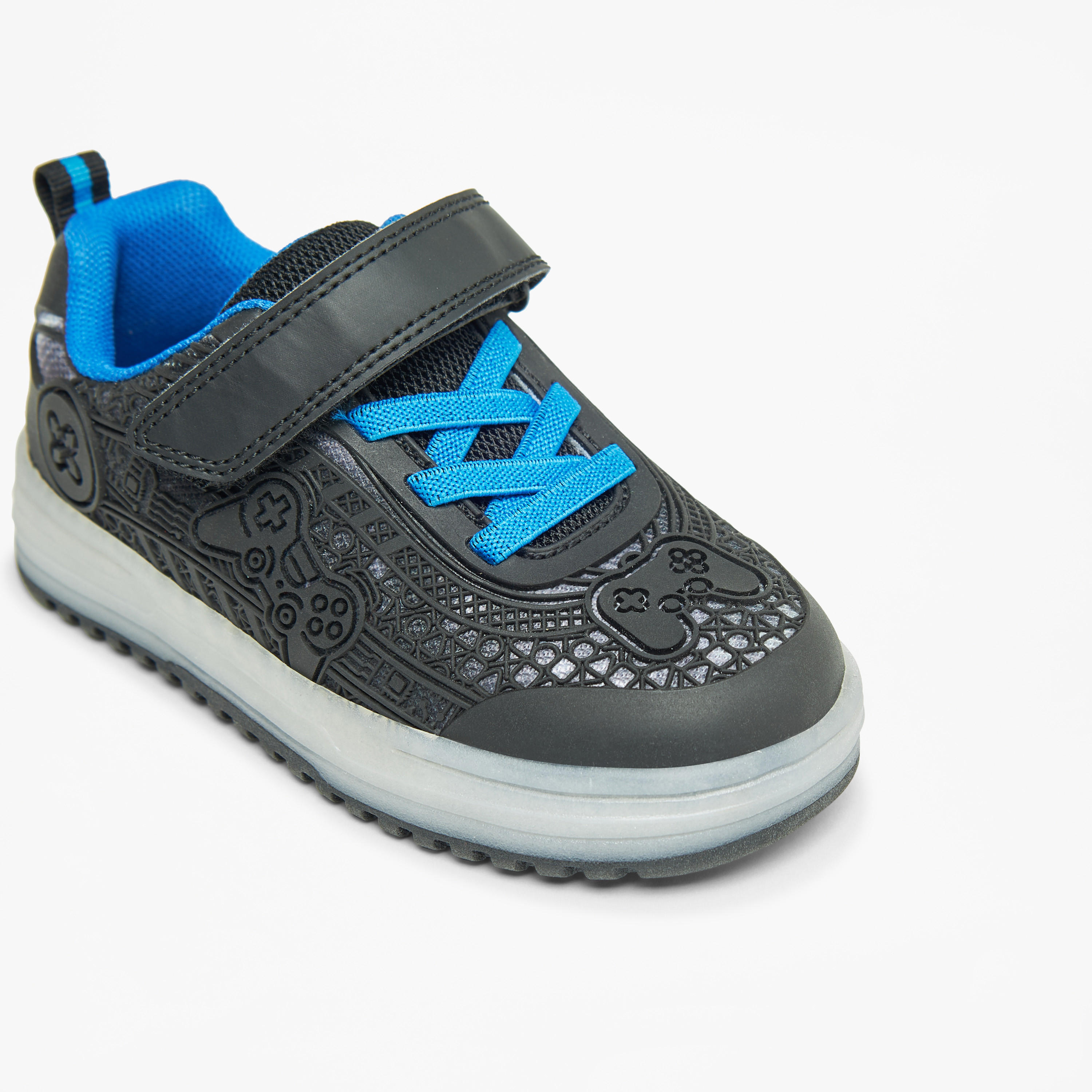 Juniors Textured Sneakers with Hook and Loop Closure-boys-shoes-sneakers-image-4