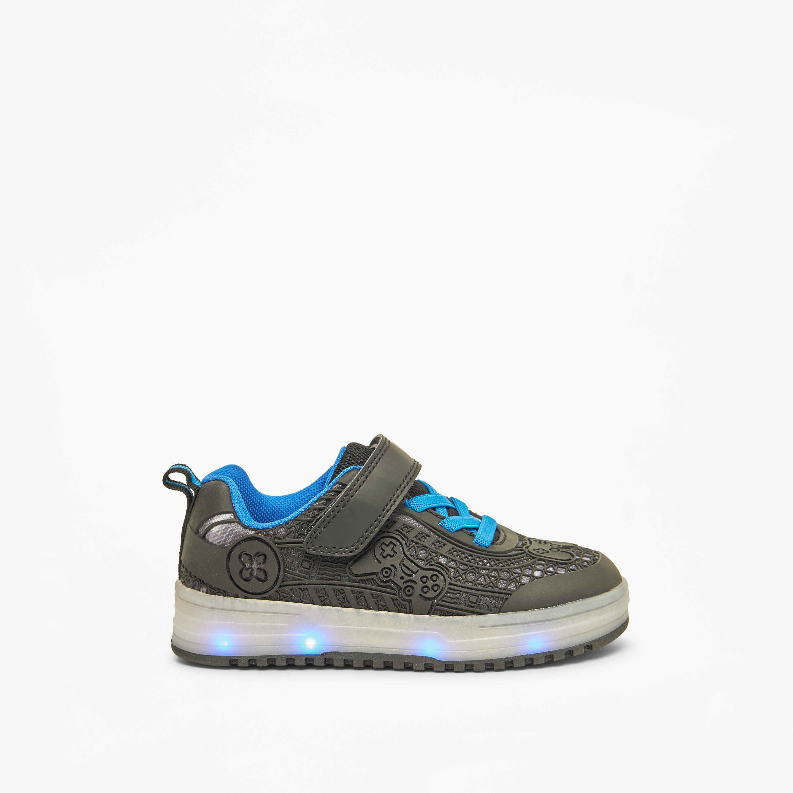 Juniors Textured Sneakers with Hook and Loop Closure-boys-shoes-sneakers-image-6