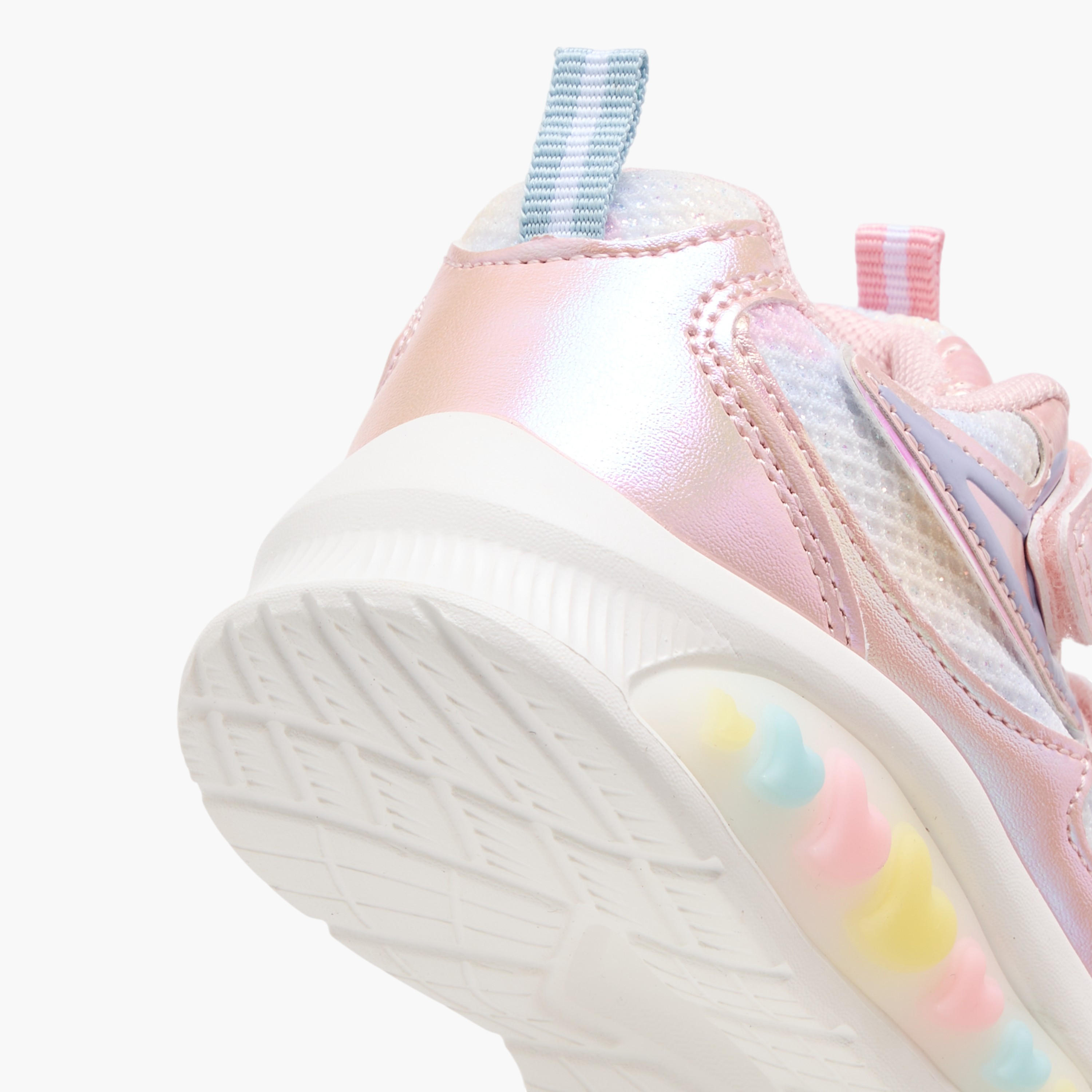 Juniors Panelled Light-Up Sneakers with Hook and Loop Closure-girls-shoes-sneakers-image-6