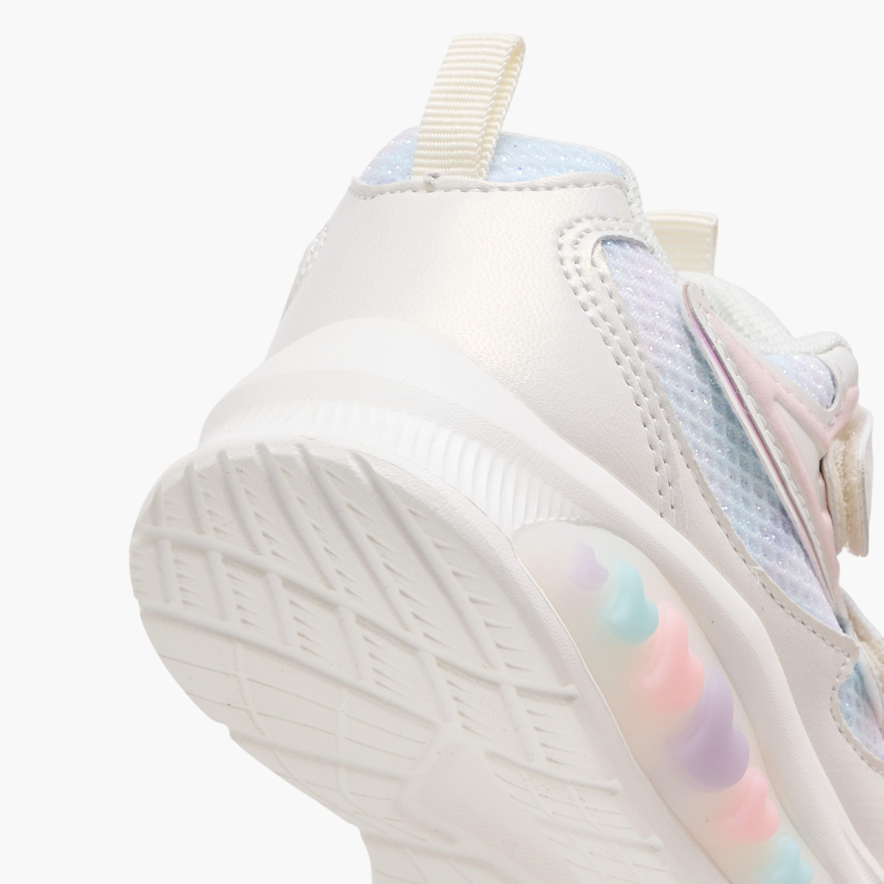 Juniors Panelled Light-Up Sneakers with Hook and Loop Closure-girls-shoes-sneakers-image-6