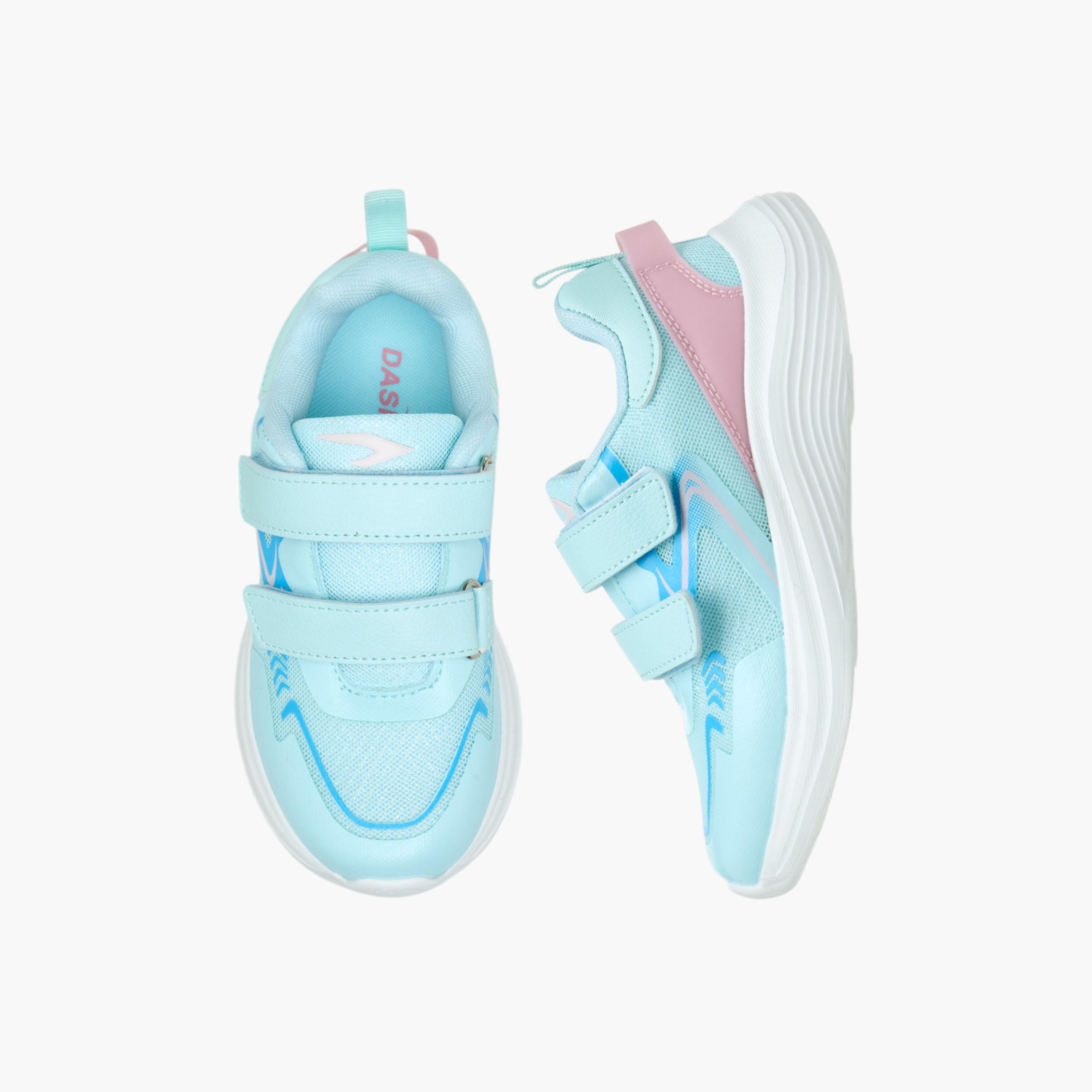 Dash Girls Panelled Hook & Loop Walking Shoes-girls-shoes-sports-image-1