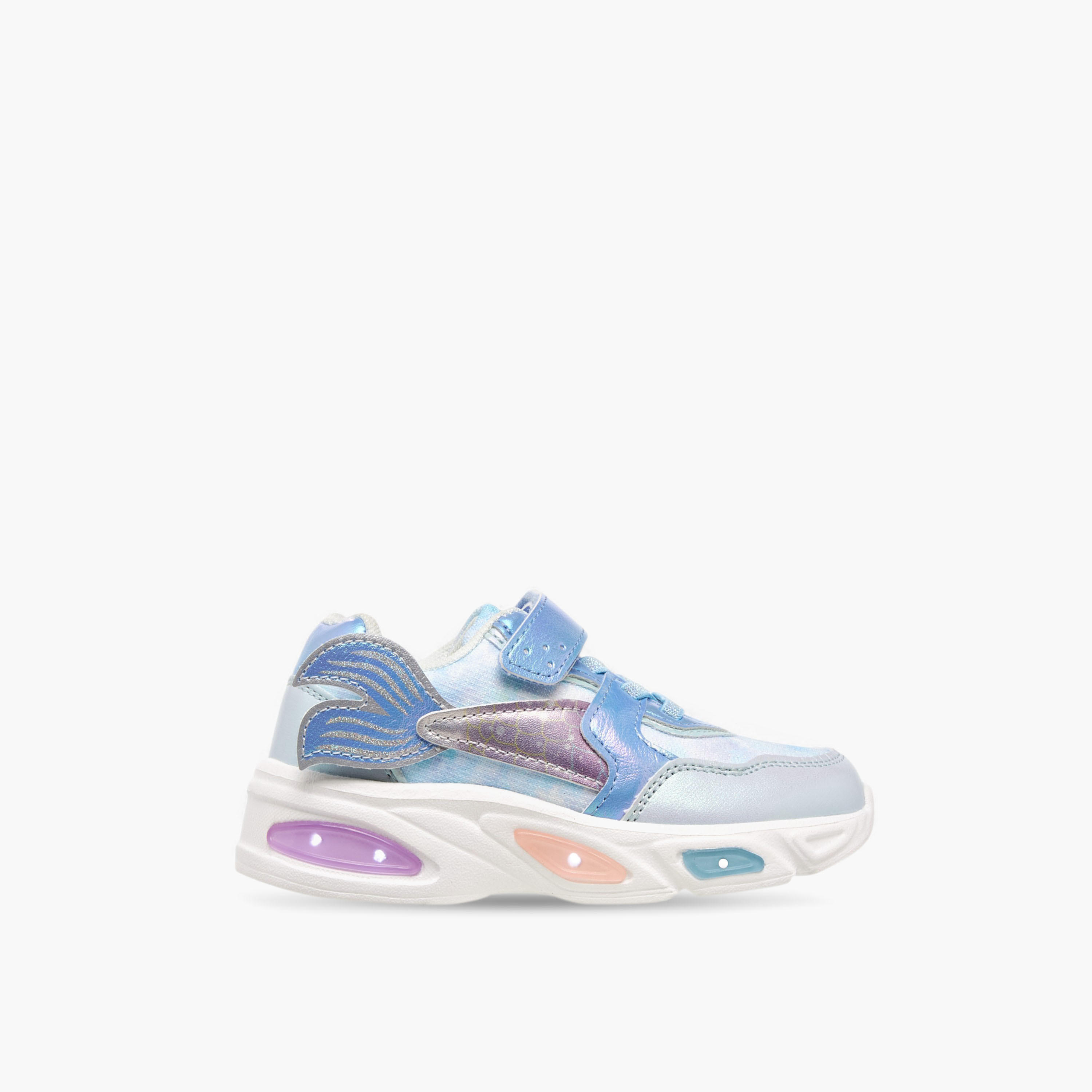 Juniors Mermaid Applique Light-Up Sneakers with Hook and Loop Closure-girls-shoes-sneakers-image-4