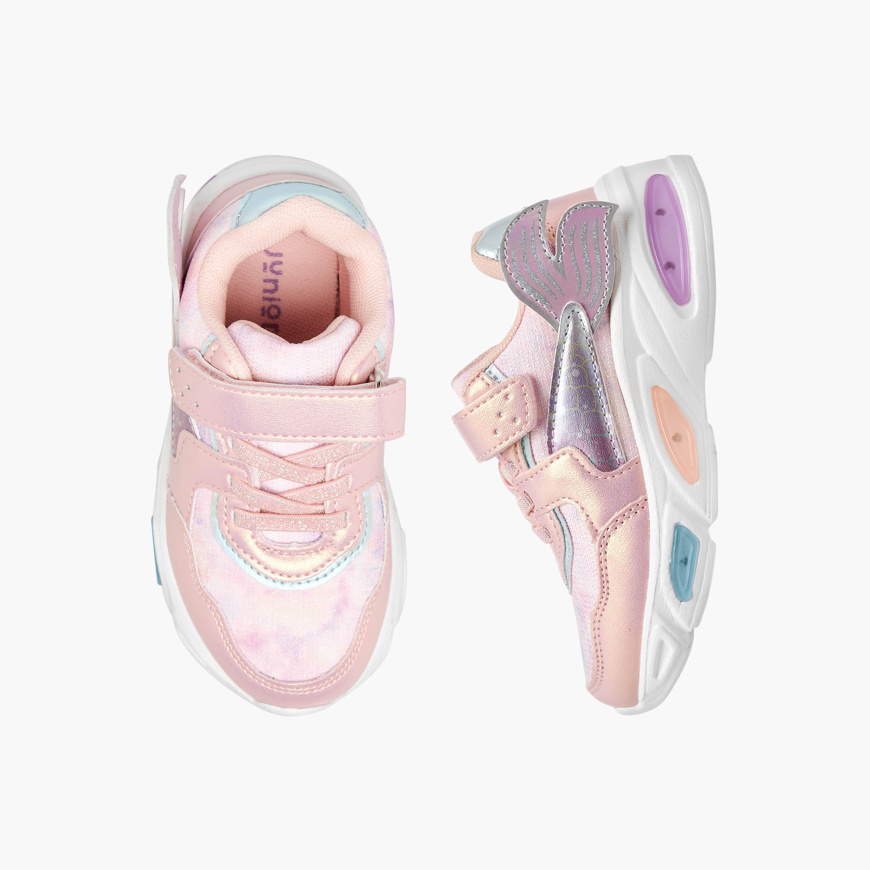 Juniors Mermaid Applique Light-Up Sneakers with Hook and Loop Closure-girls-shoes-sneakers-image-1
