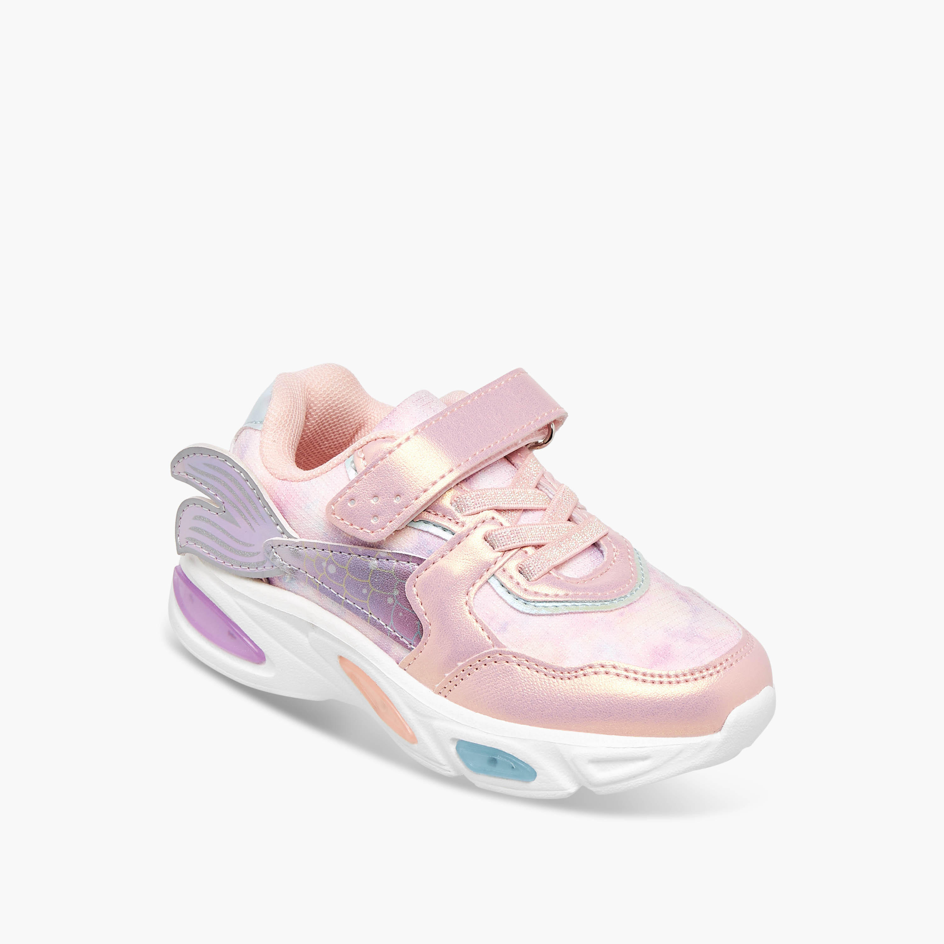 Juniors Mermaid Applique Light-Up Sneakers with Hook and Loop Closure-girls-shoes-sneakers-image-2