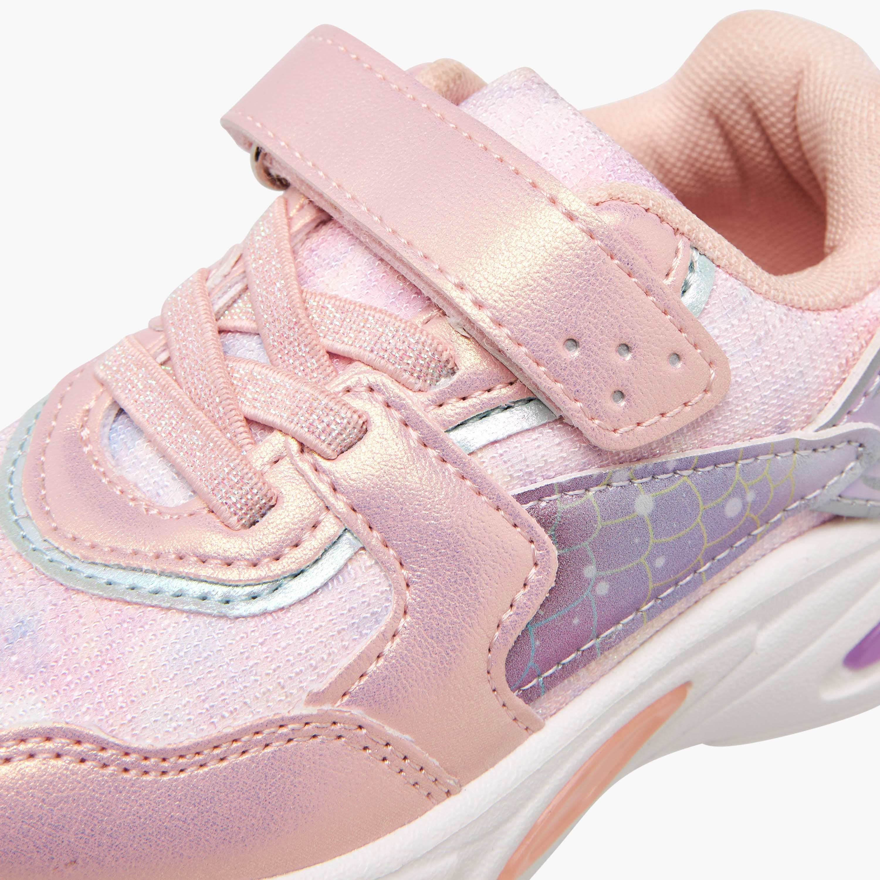 Juniors Mermaid Applique Light-Up Sneakers with Hook and Loop Closure-girls-shoes-sneakers-image-5
