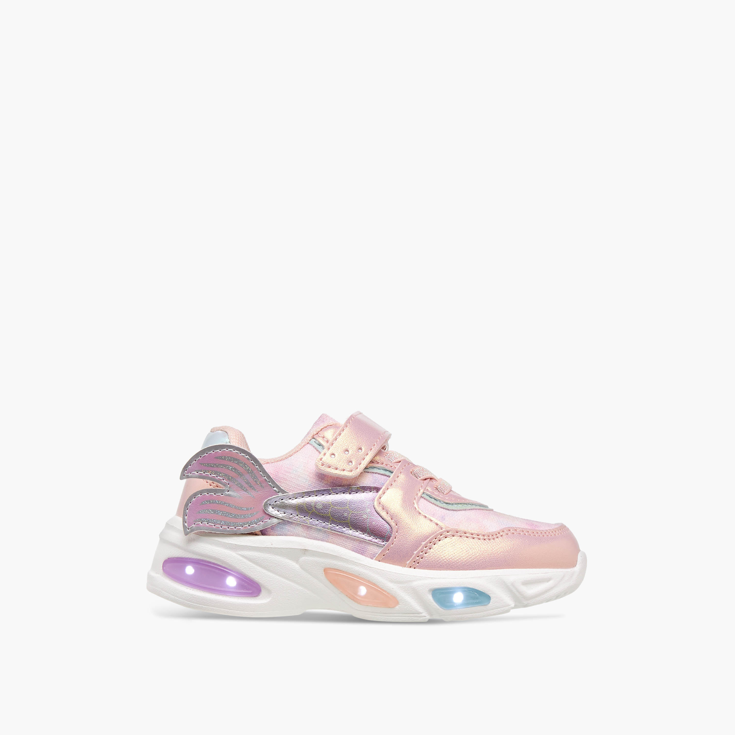 Juniors Mermaid Applique Light-Up Sneakers with Hook and Loop Closure-girls-shoes-sneakers-image-4