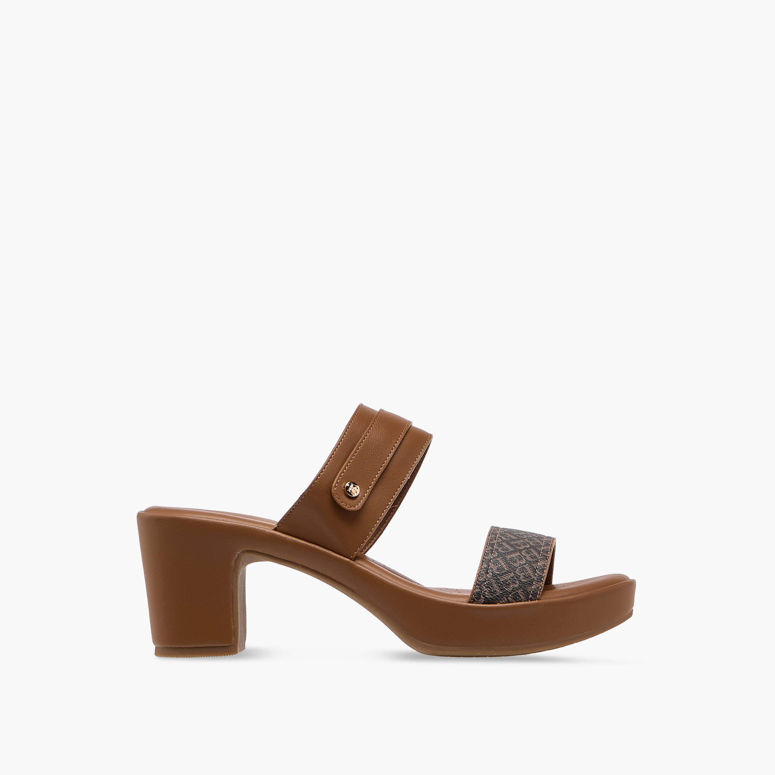 Flora Bella Monogram Print Slip-On Sandals with Block Heels-women-shoes-sandals-heeled-image-3