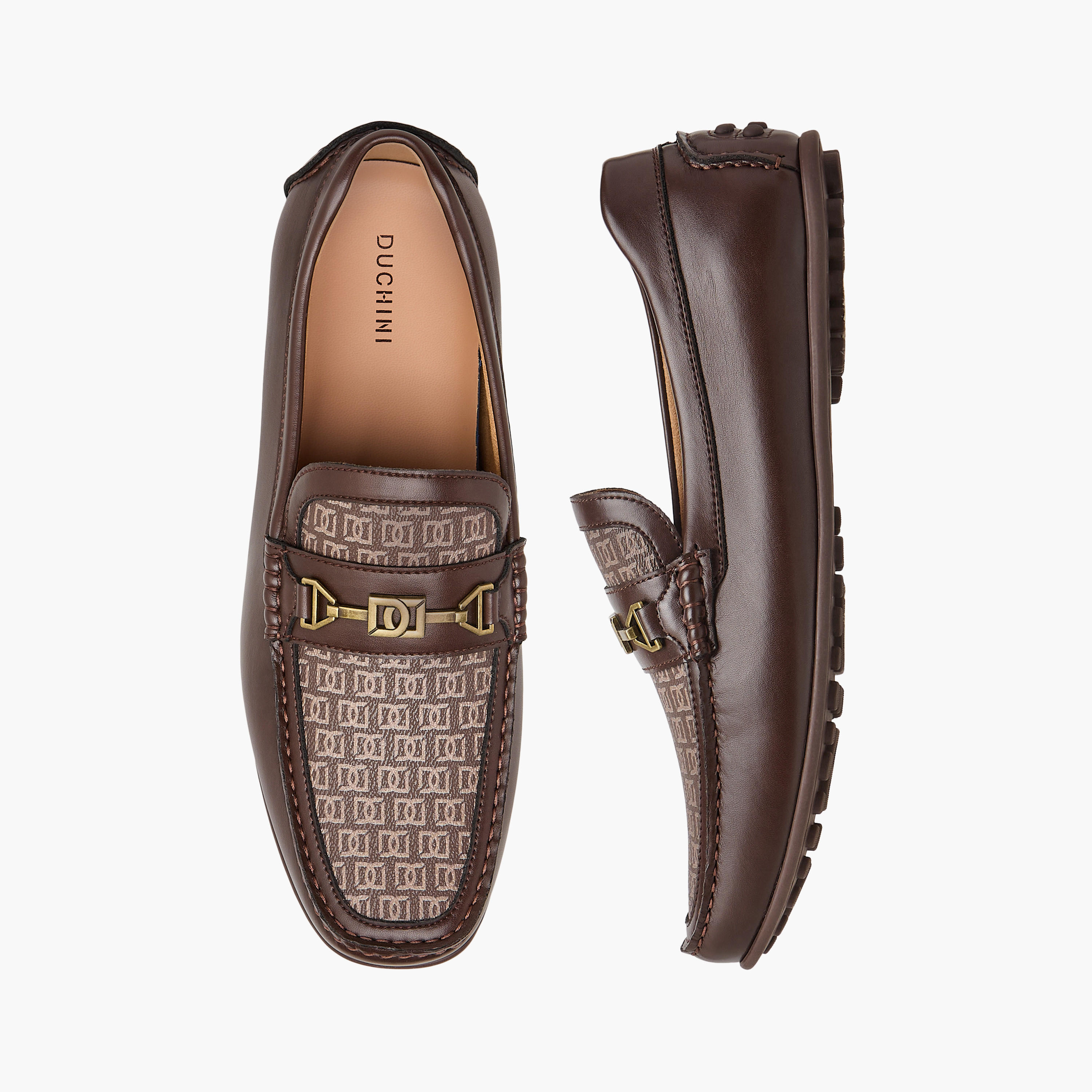 Duchini Men's Monogram Print Slip-On Moccasins-men-shoes-loafersandmoccasins-image-1
