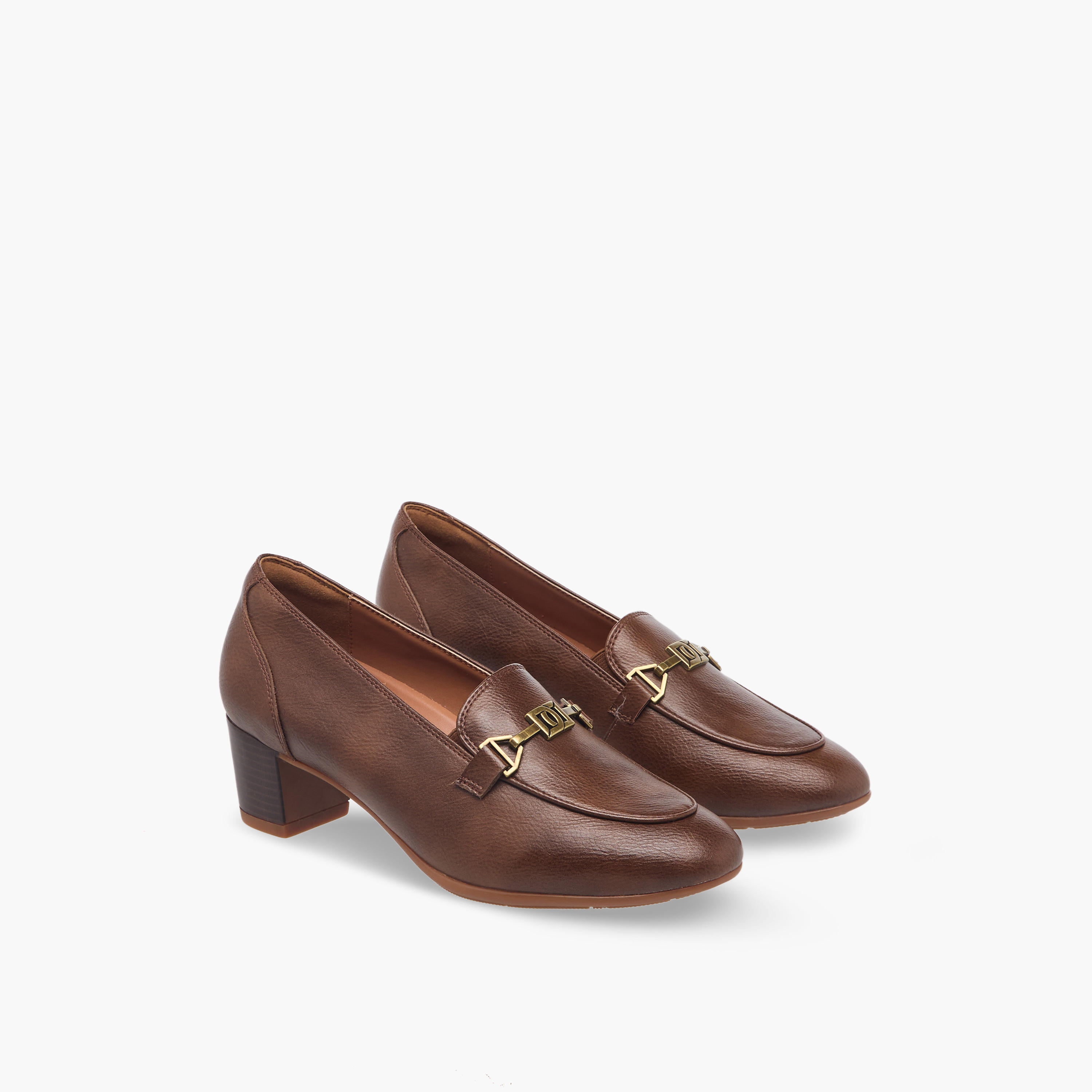 Duchini Women Metal Accent Block Heel Loafers-women-shoes-loafersandmoccasins-image-1