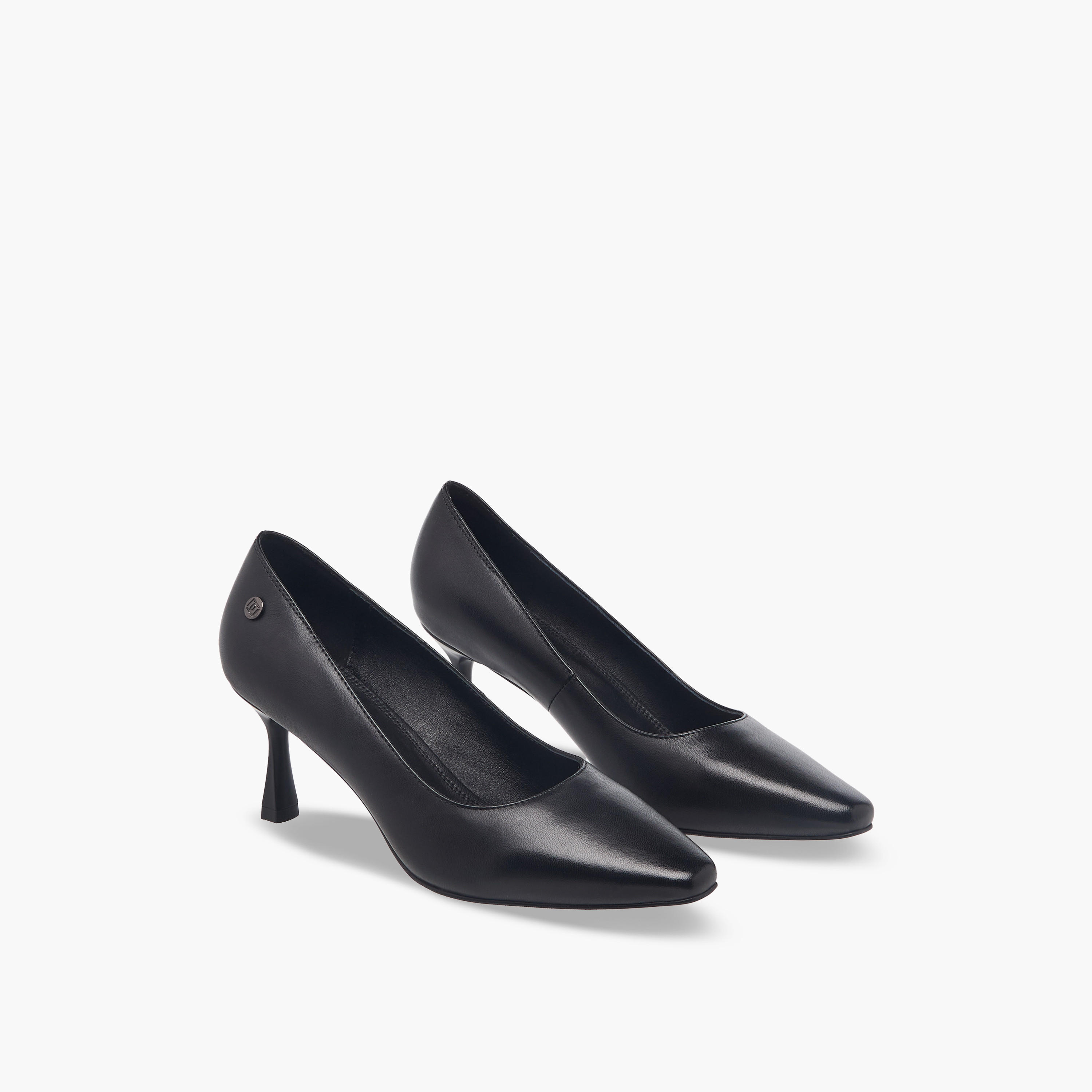 Duchini Women Flared Heel Leather Pumps-women-shoes-heels-image-1