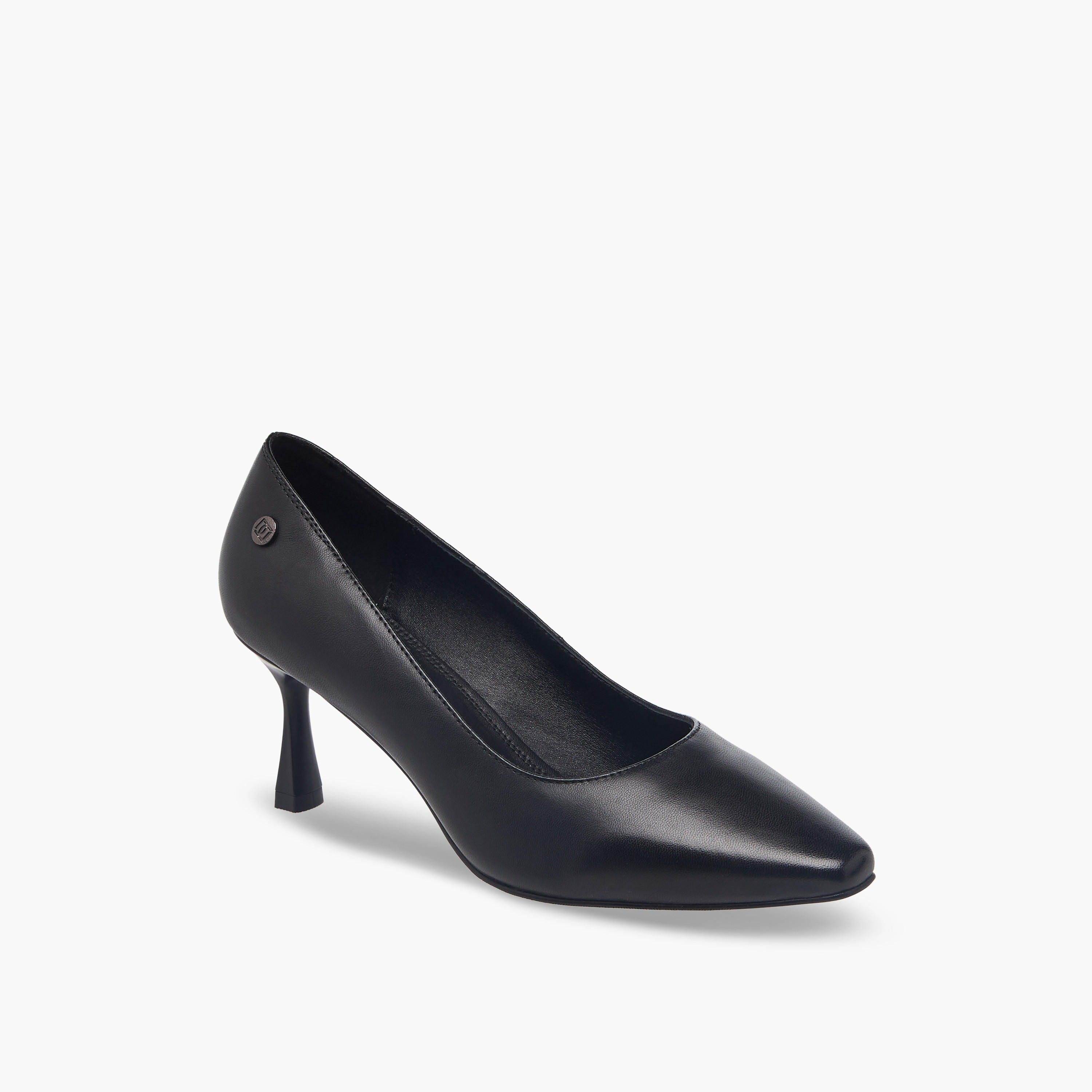 Duchini Women Flared Heel Leather Pumps-women-shoes-heels-image-2