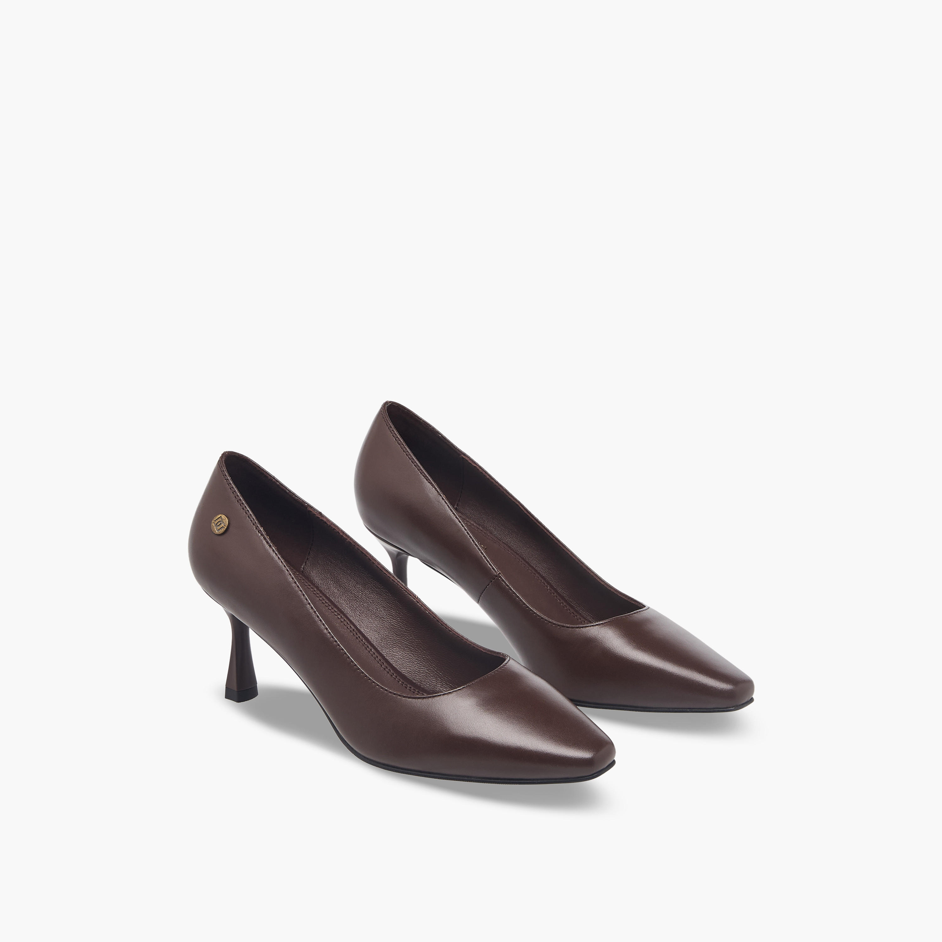Duchini Women Flared Heel Leather Pumps-women-shoes-heels-image-1