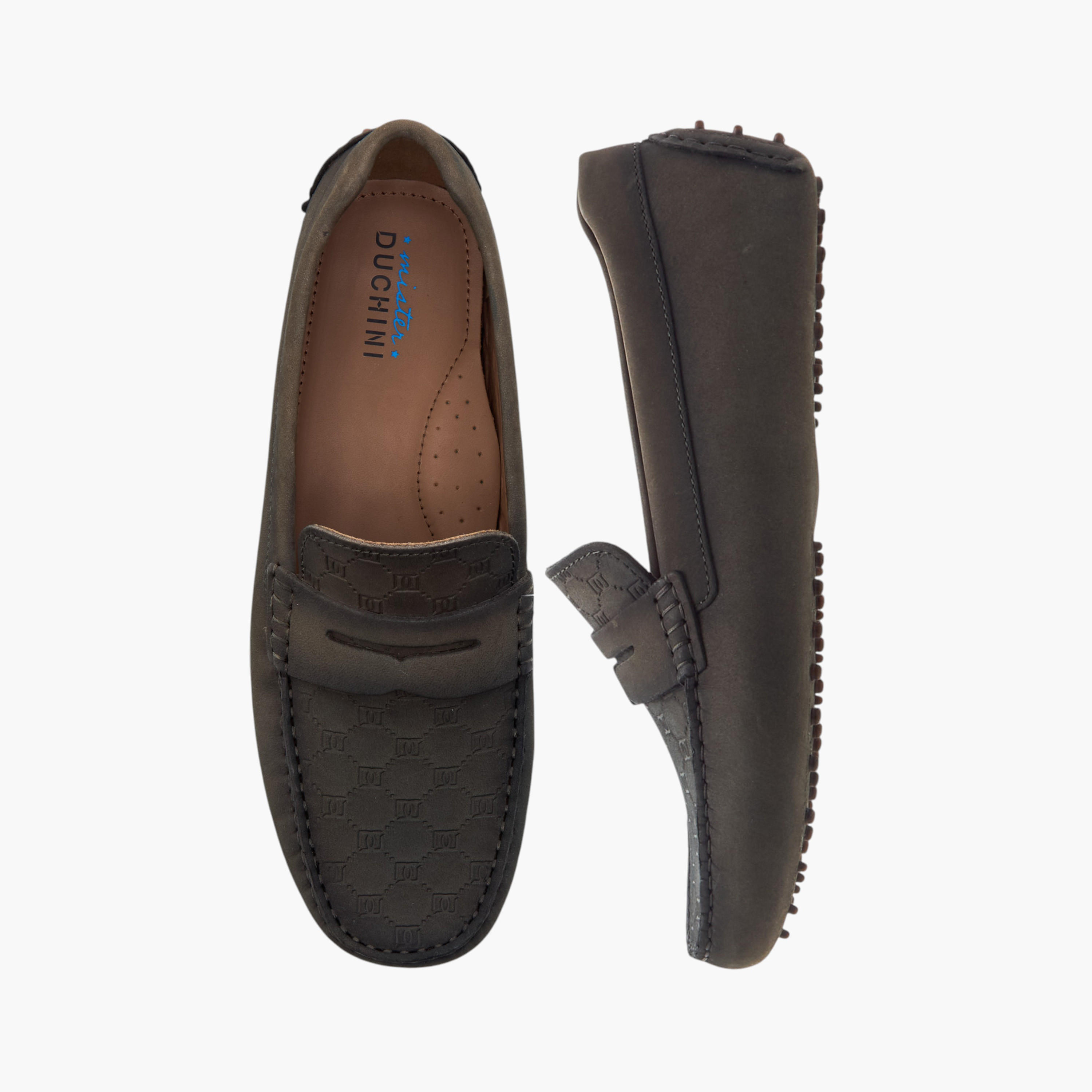Mister Duchini Monogram Embossed Slip-On Loafers-boys-shoes-loafers-image-1