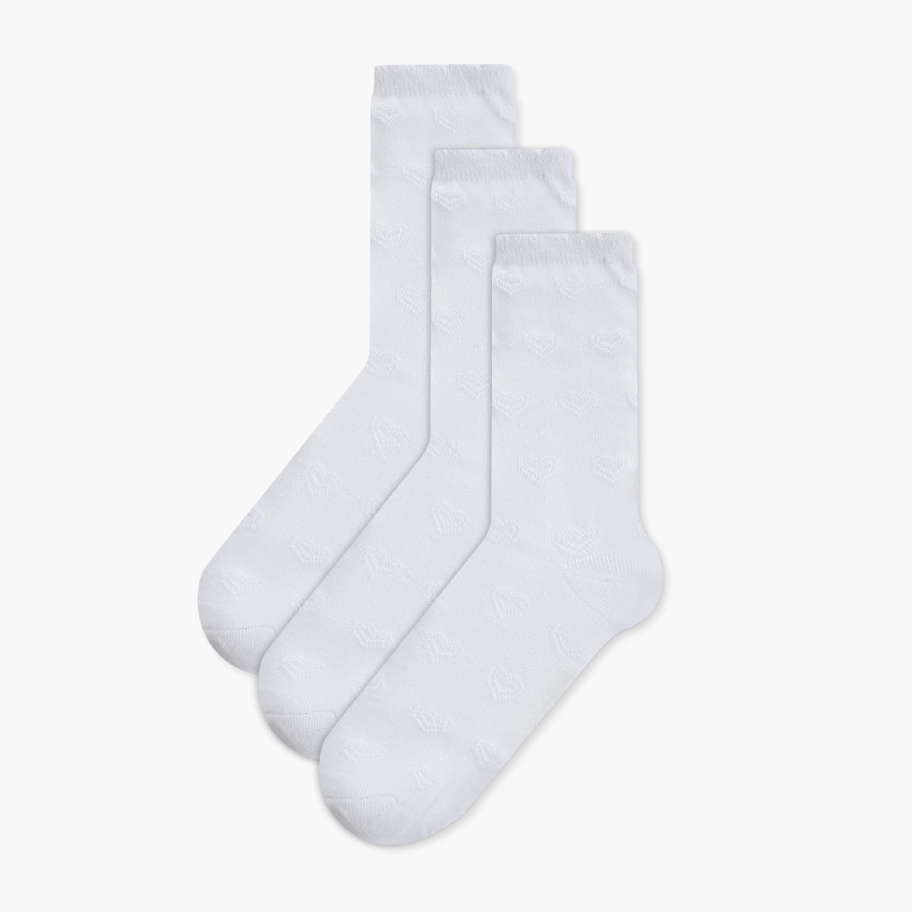 جوارب بارزة الملمس بطول ربلة الساق من جونيورز - طقم 3 أزواج-girls-accessories-socks-image-1