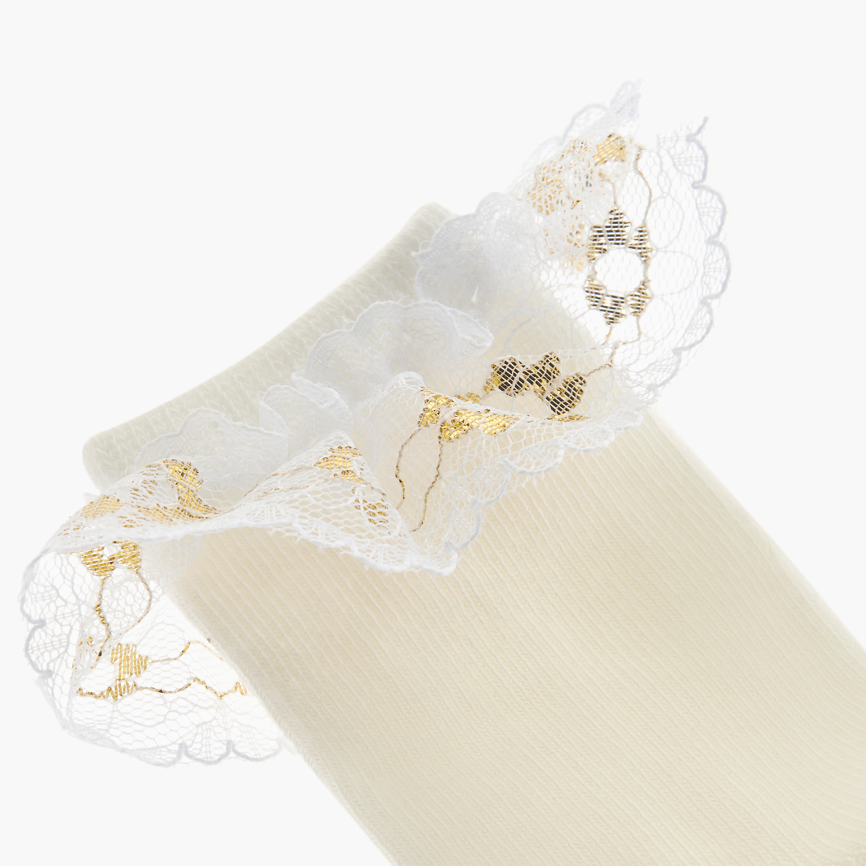 Barefeet Frill Detail Non Terry Ankle Length Socks - Set of 3-girls-accessories-socks-image-2