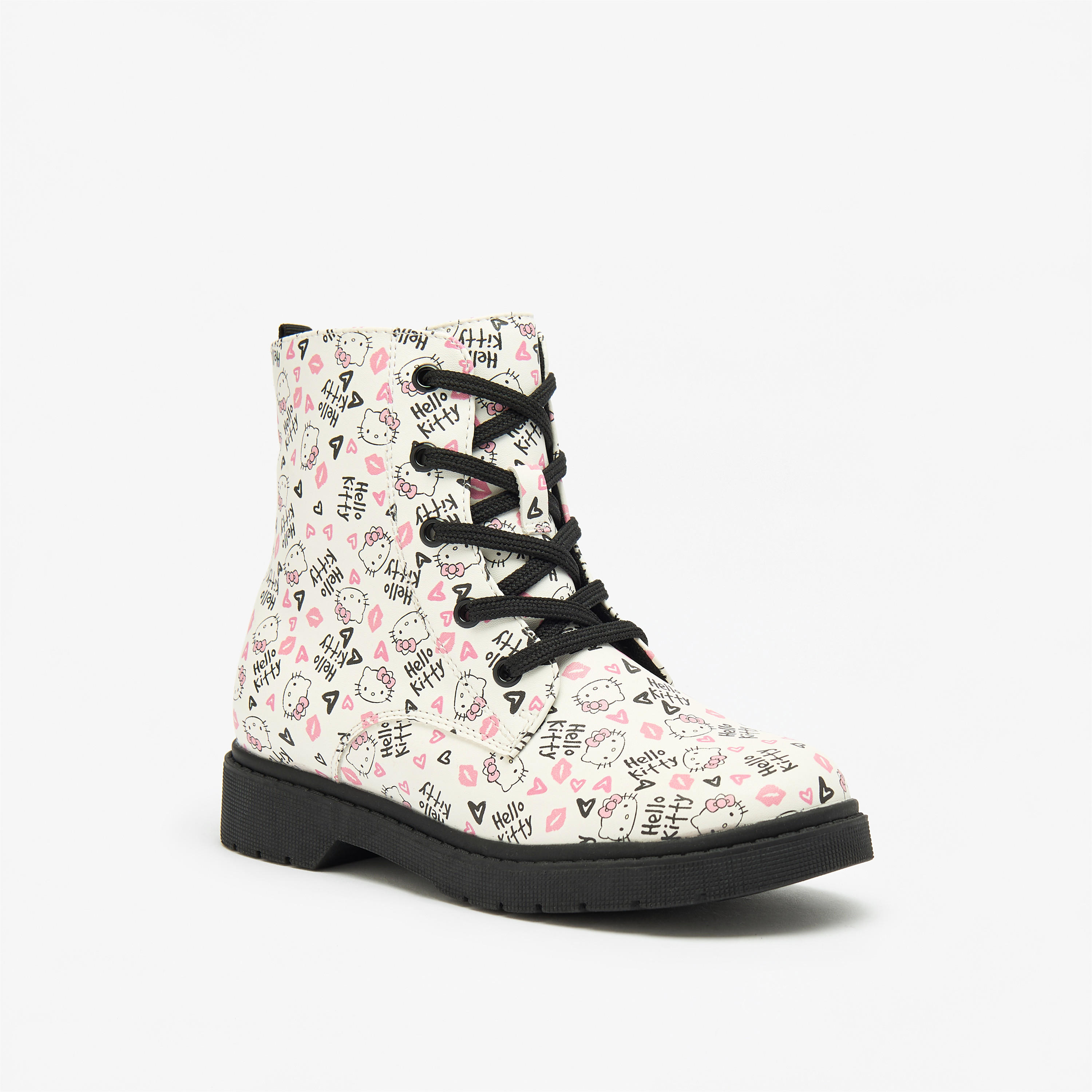 بوت بناتي بكاحل منخفض بسحاب إغلاق وطبعات هالو كيتي-girls-shoes-boots-image-1