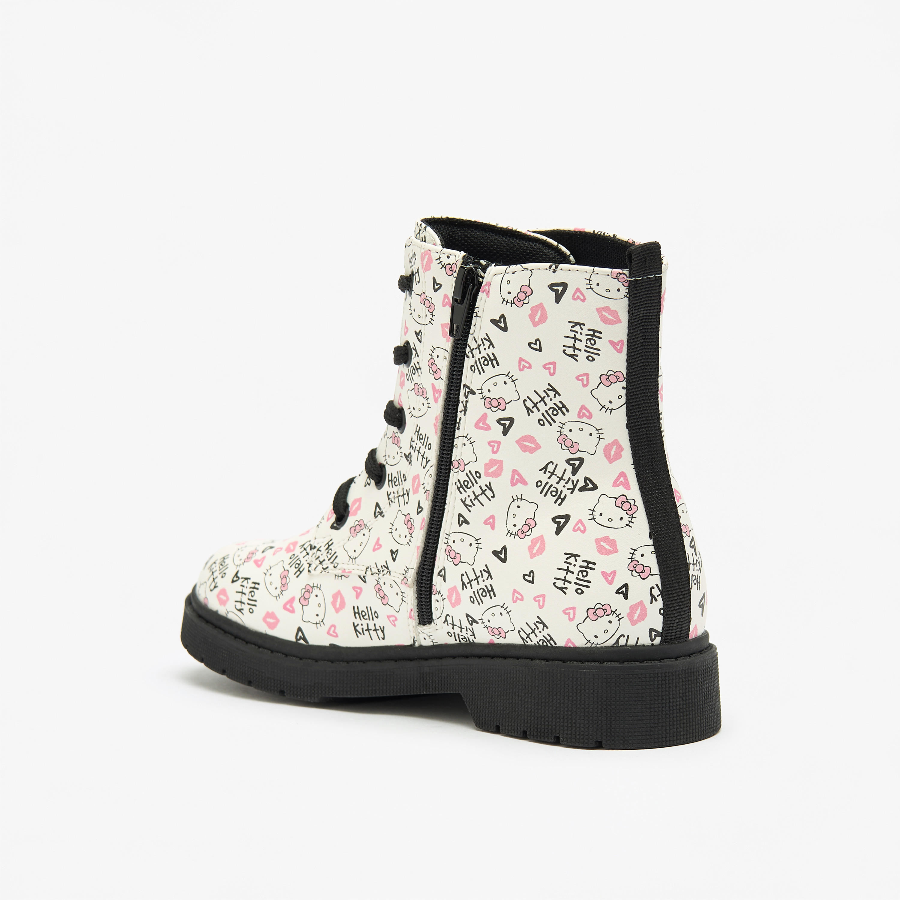 بوت بناتي بكاحل منخفض بسحاب إغلاق وطبعات هالو كيتي-girls-shoes-boots-image-2