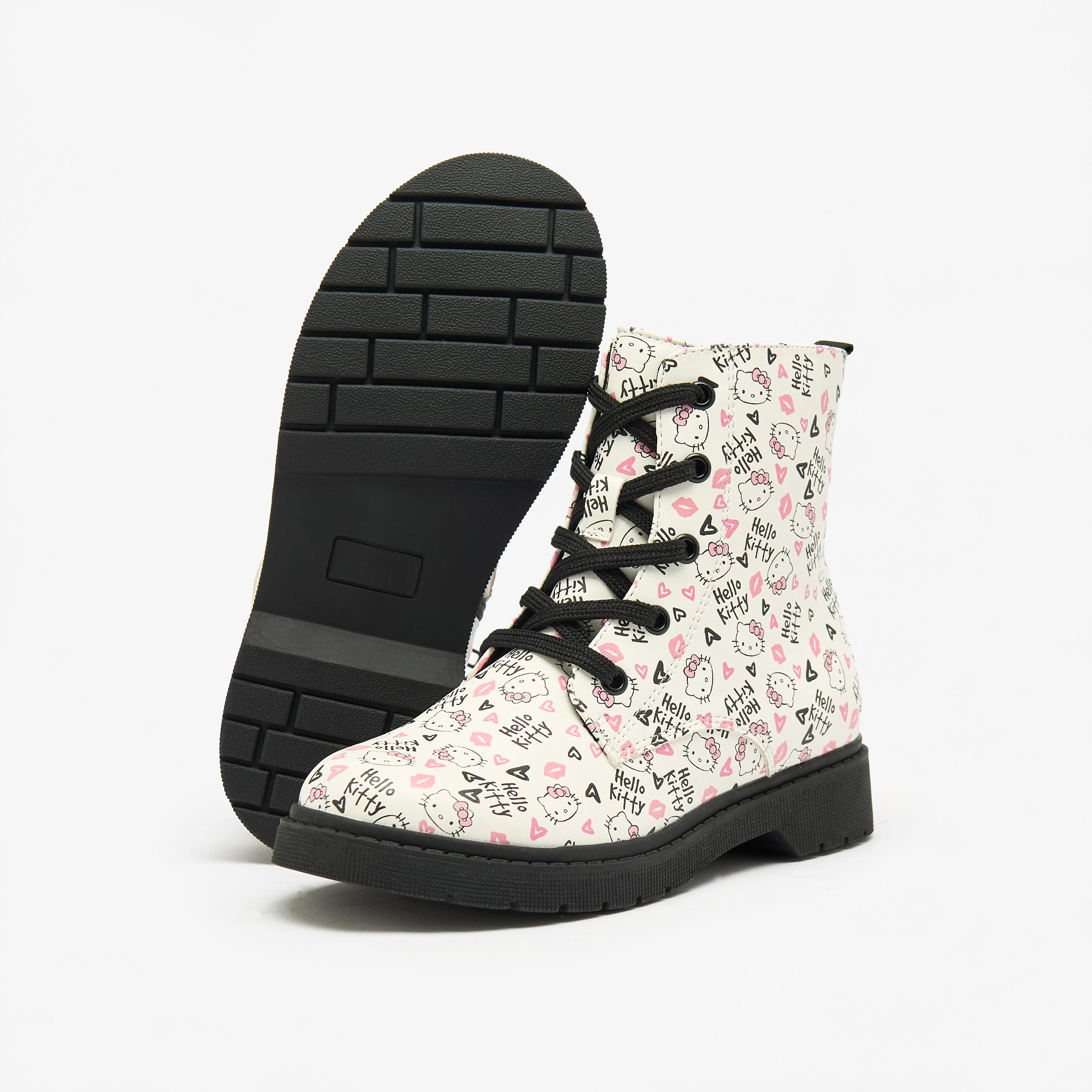 بوت بناتي بكاحل منخفض بسحاب إغلاق وطبعات هالو كيتي-girls-shoes-boots-image-5
