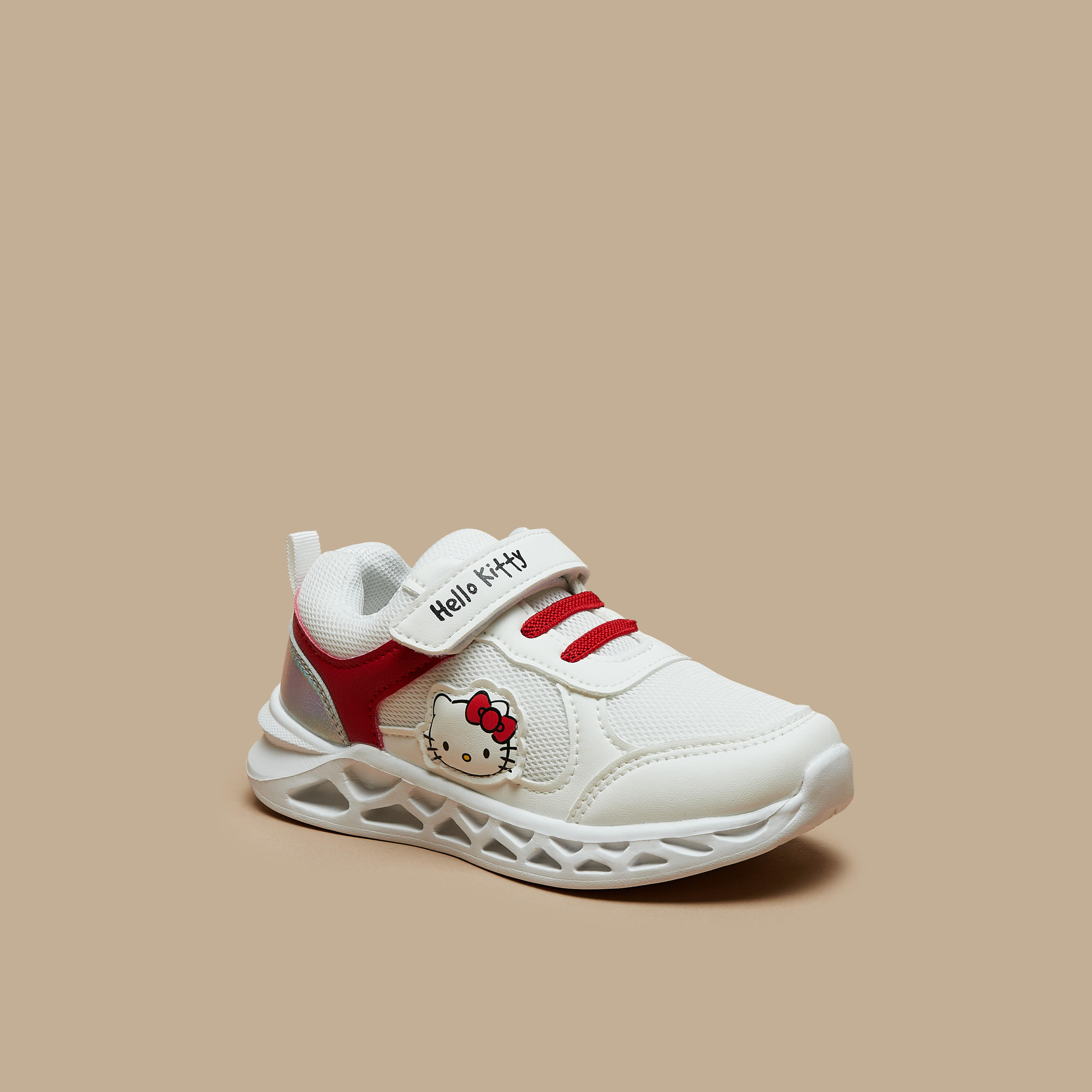Hello Kitty Panelled Sneakers with Hook and Loop Closure-girls-shoes-sneakers-image-1