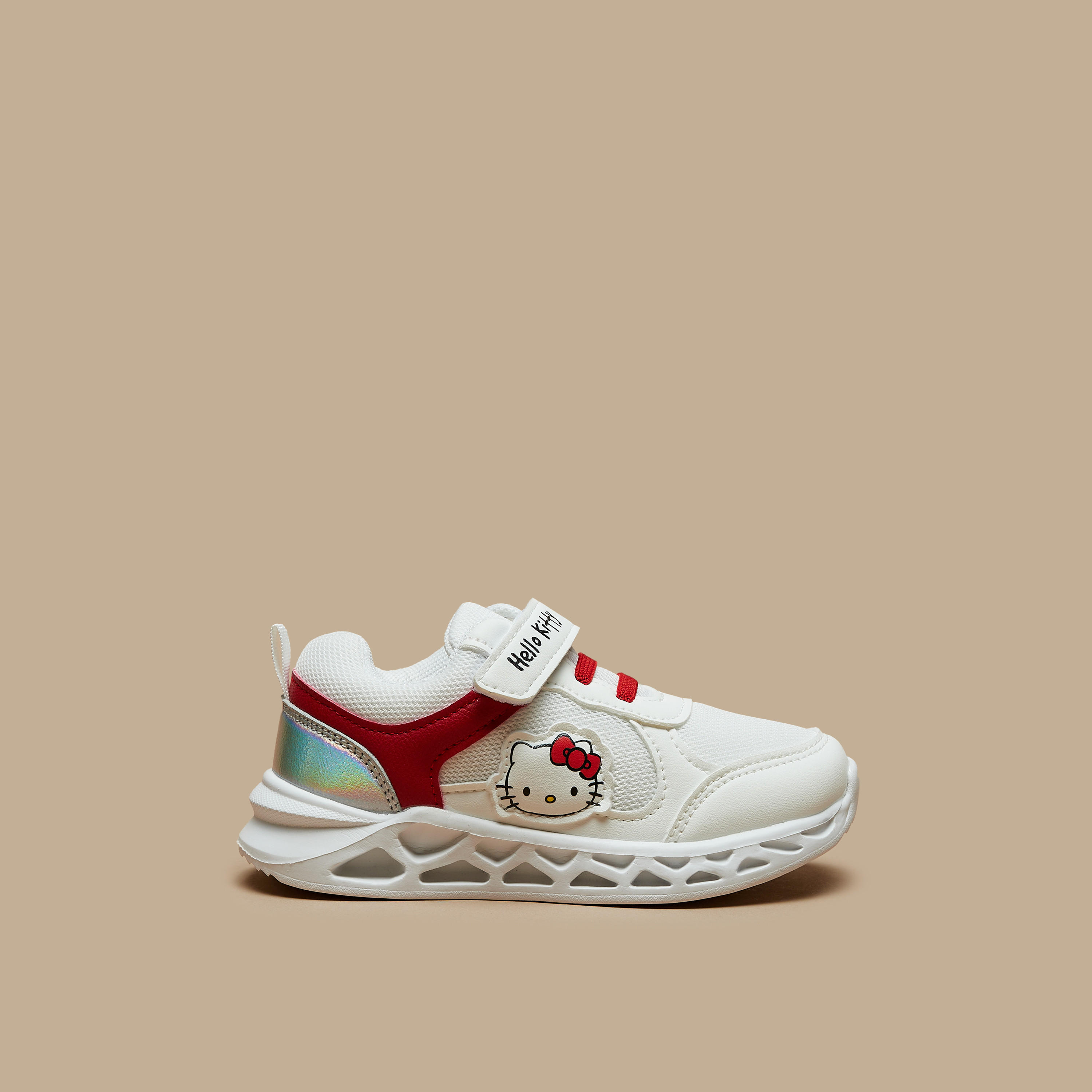Hello Kitty Panelled Sneakers with Hook and Loop Closure-girls-shoes-sneakers-image-3