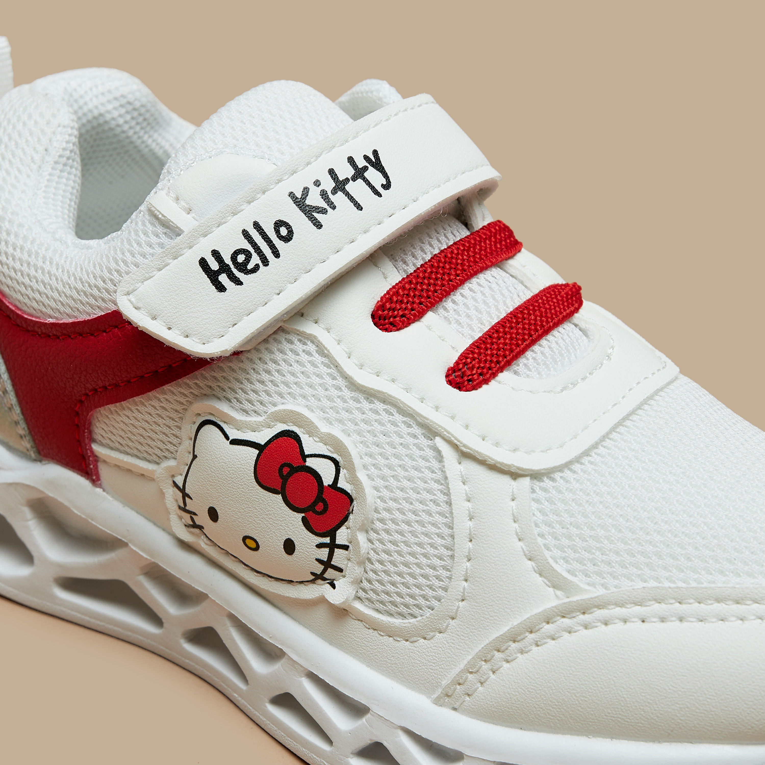Hello Kitty Panelled Sneakers with Hook and Loop Closure-girls-shoes-sneakers-image-5