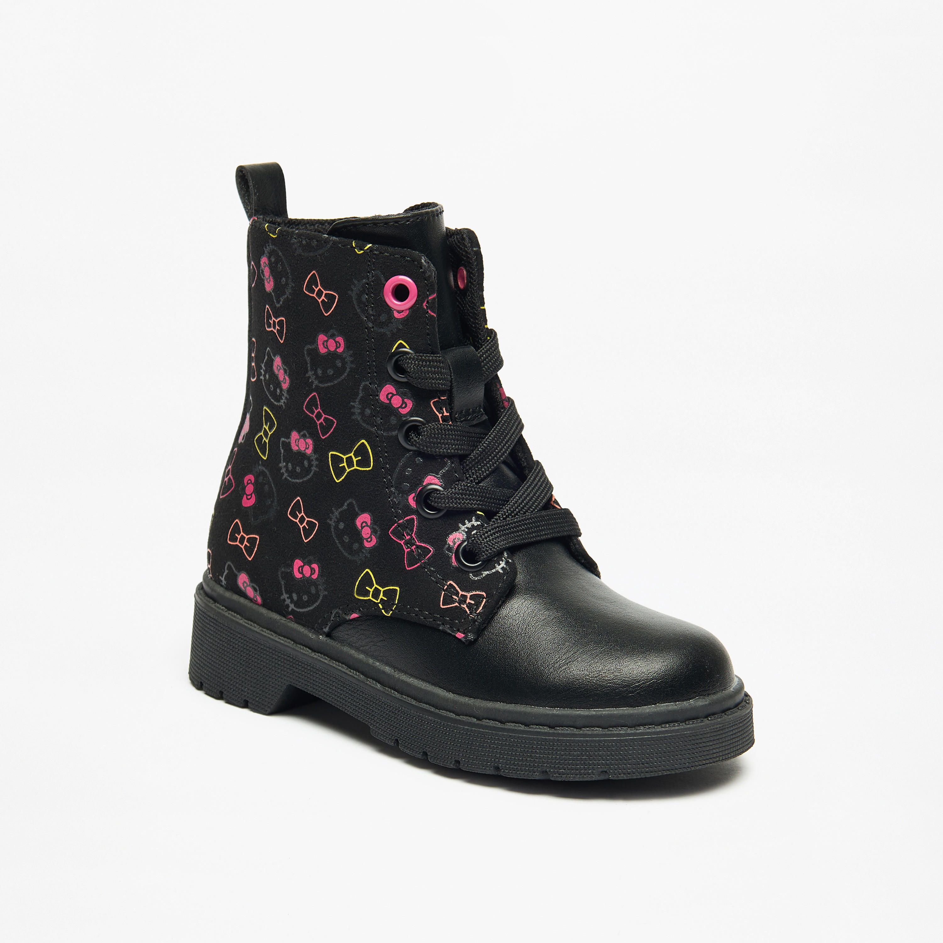 بوت بكاحل منخفض بسحاب إغلاق وطبعات هالو كيتي-girls-shoes-boots-image-5