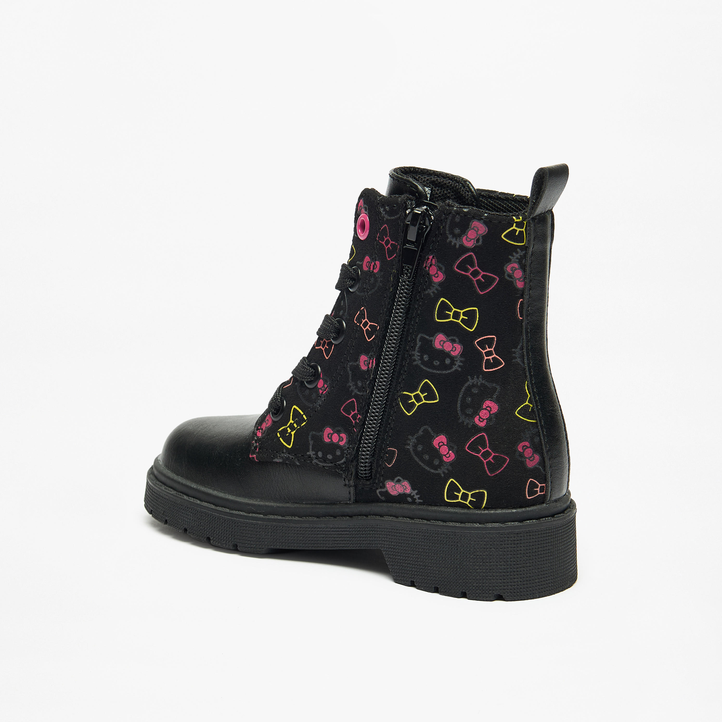 بوت بكاحل منخفض بسحاب إغلاق وطبعات هالو كيتي-girls-shoes-boots-image-4