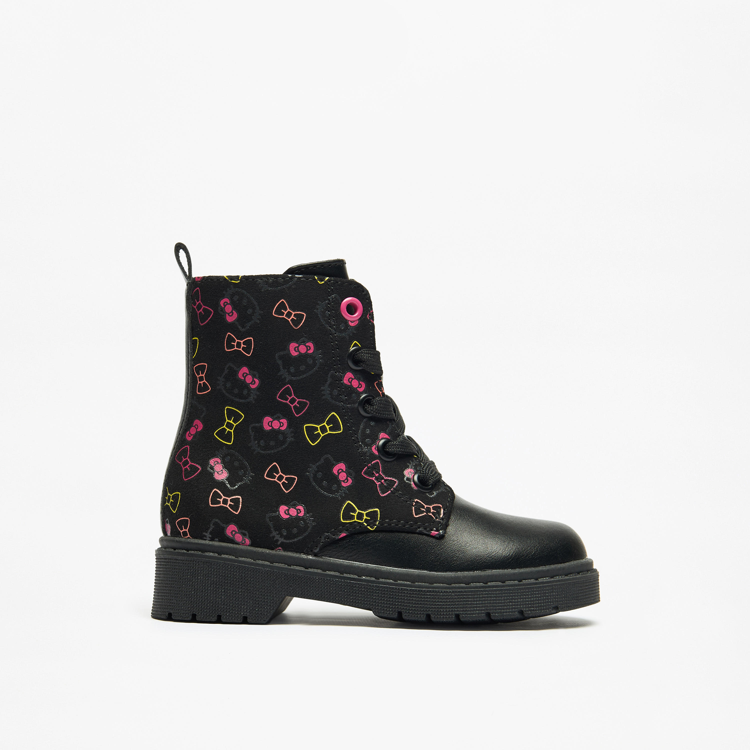 بوت بكاحل منخفض بسحاب إغلاق وطبعات هالو كيتي-girls-shoes-boots-image-3
